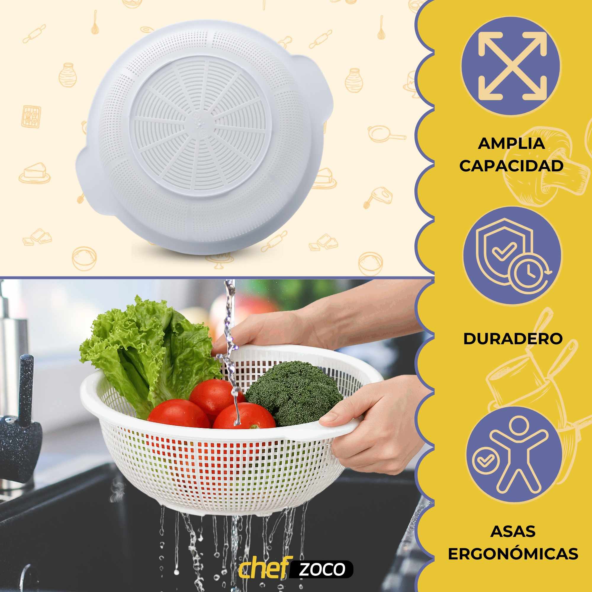 Escurridor verduras cásico plastico 31 cm Blanco - imagen 5