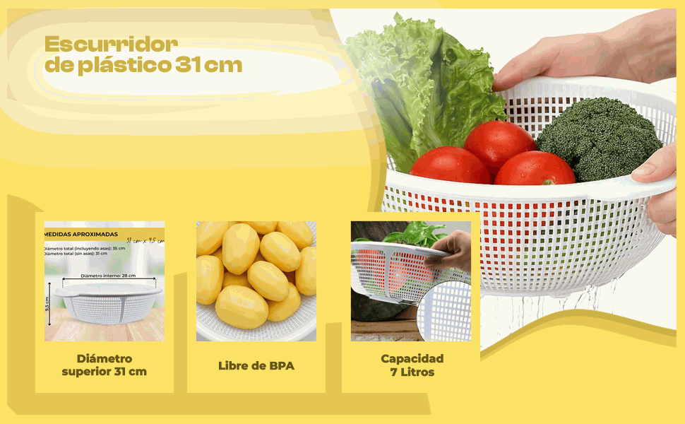 Banner - Escurridor verduras cásico plastico 31 cm Blanco