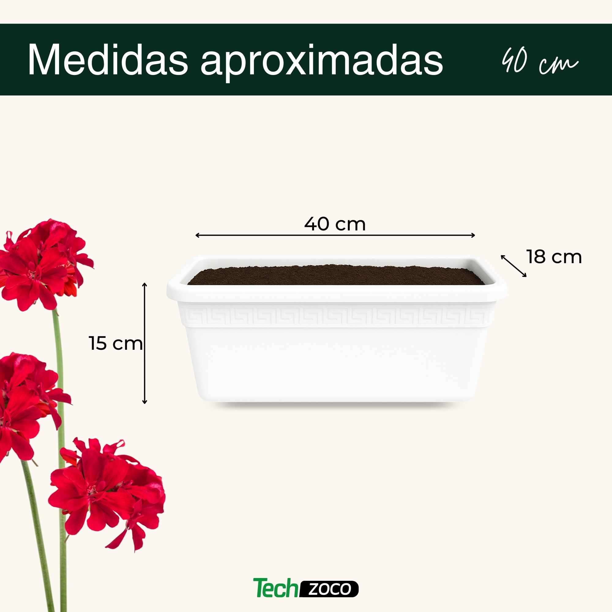 Jardinera de plástico 40 cm Blanco - imagen 5