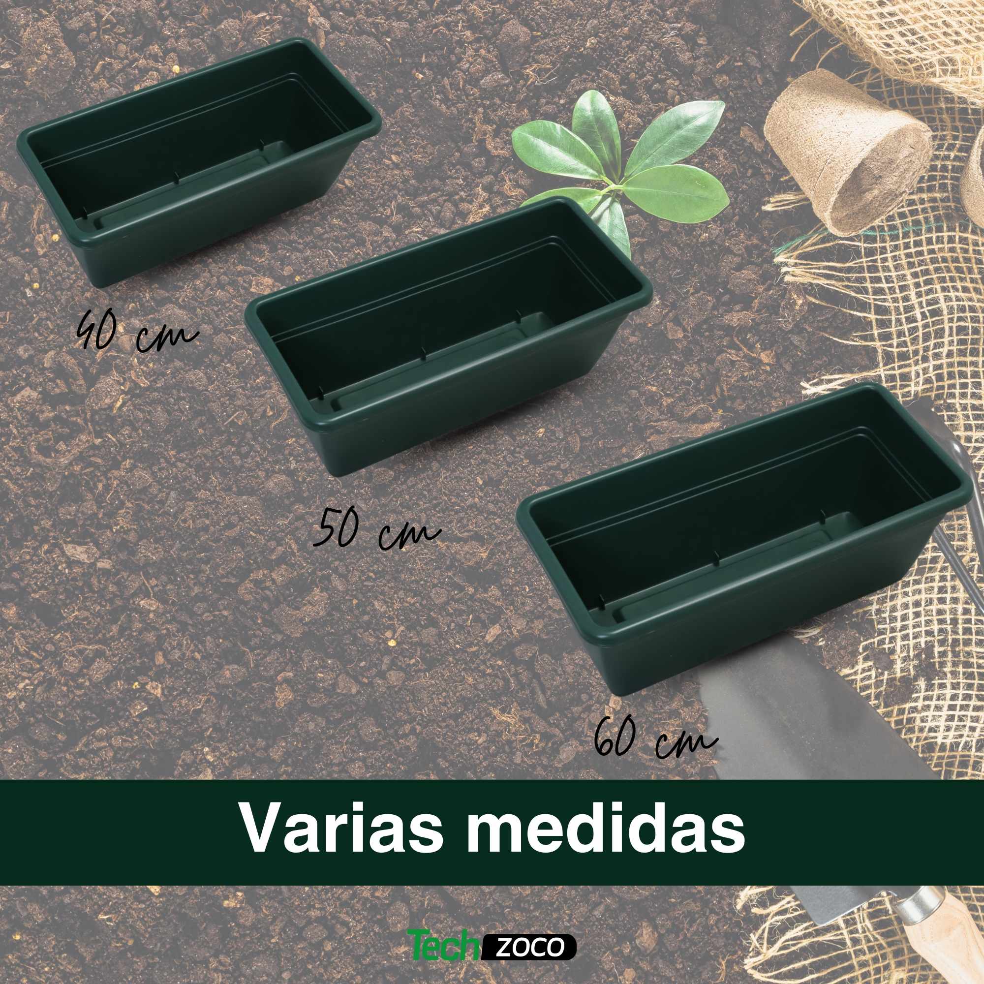 Jardinera de plástico 40 cm Verde - imagen 6