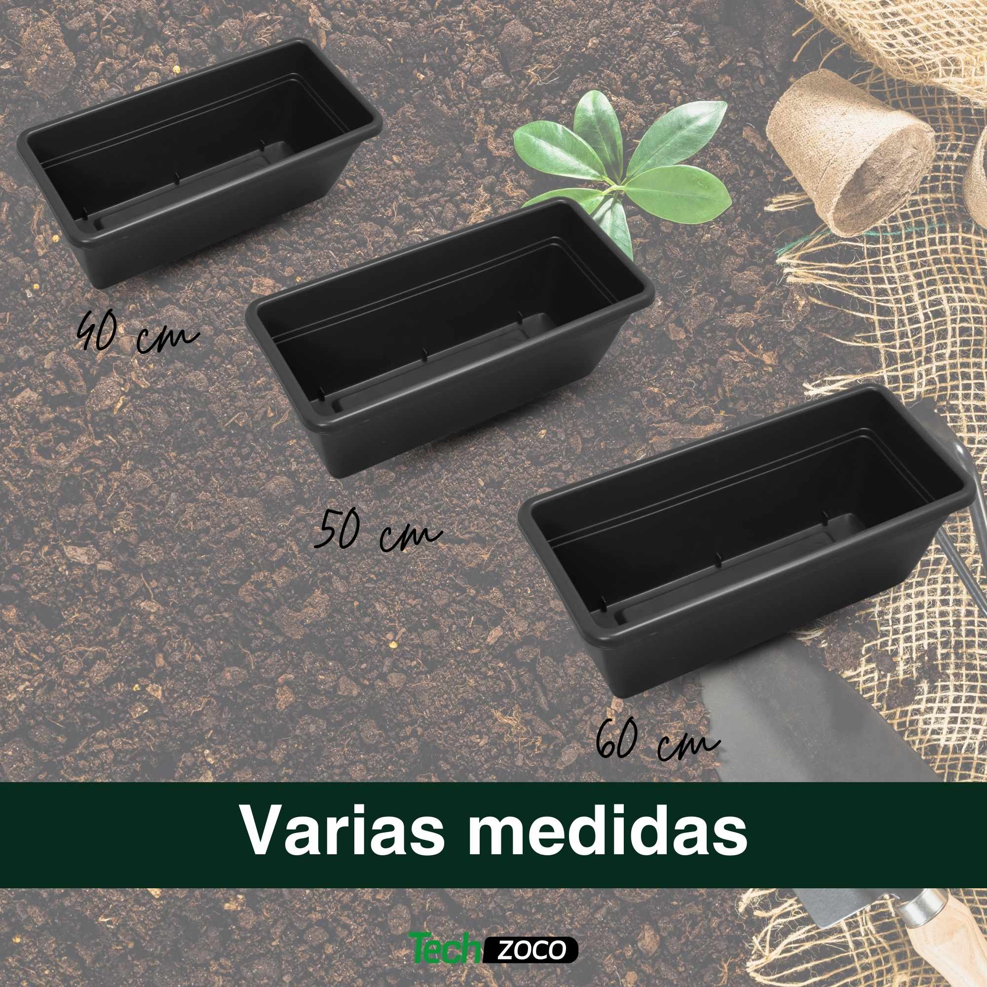 Jardinera de plástico 50 cm Antracita - imagen 6