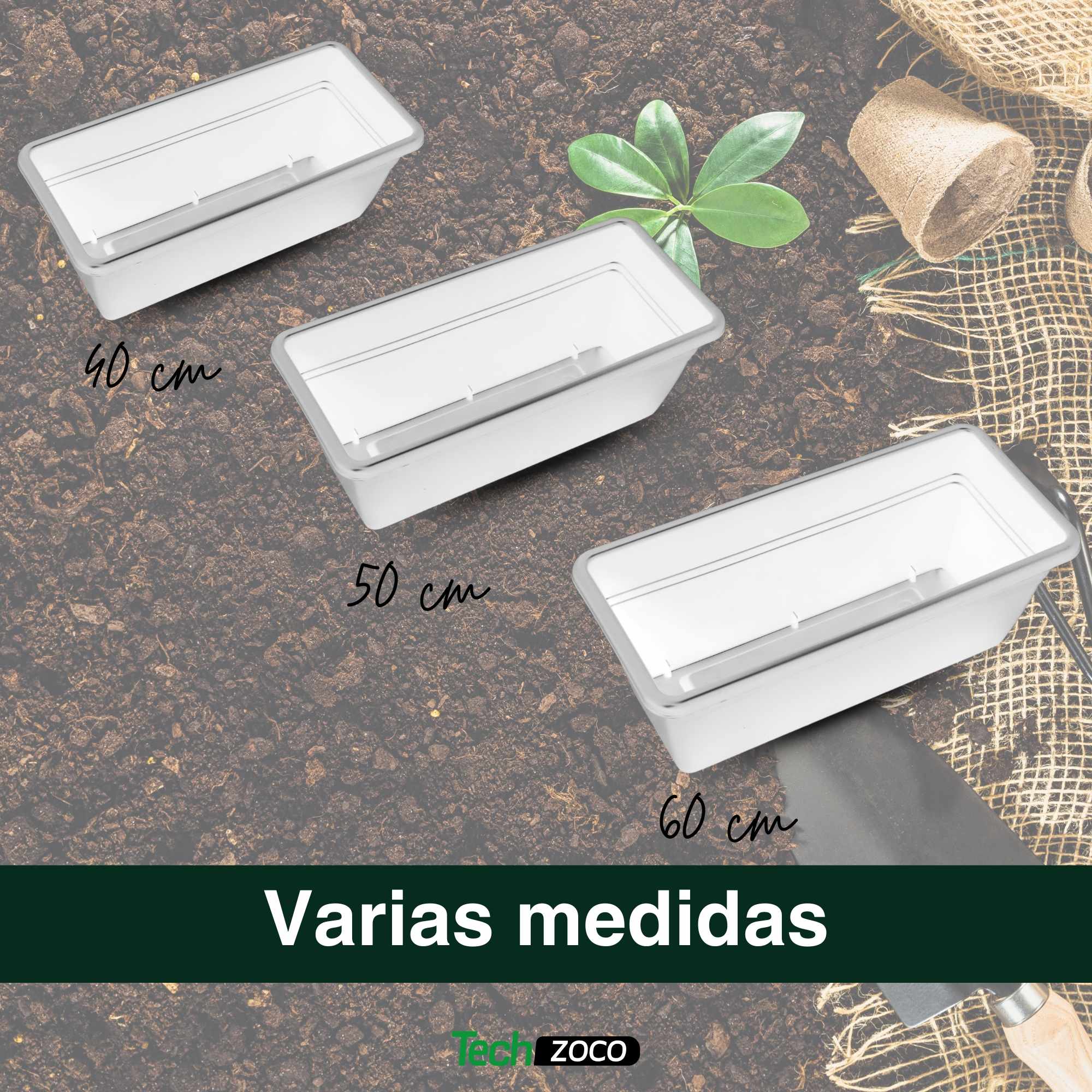 Jardinera de plástico 50 cm Blanco - imagen 6