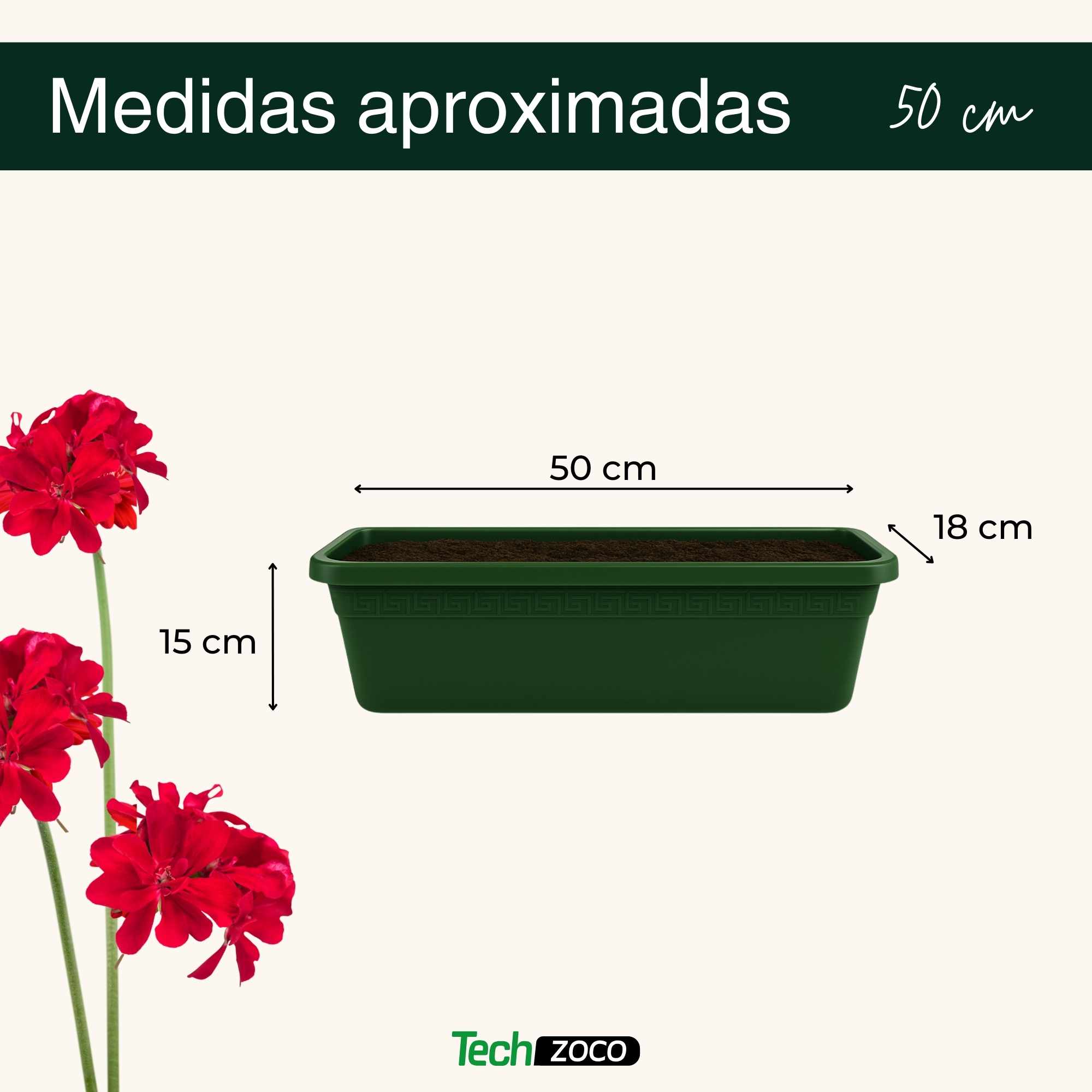 Jardinera de plástico 50 cm Verde - imagen 5