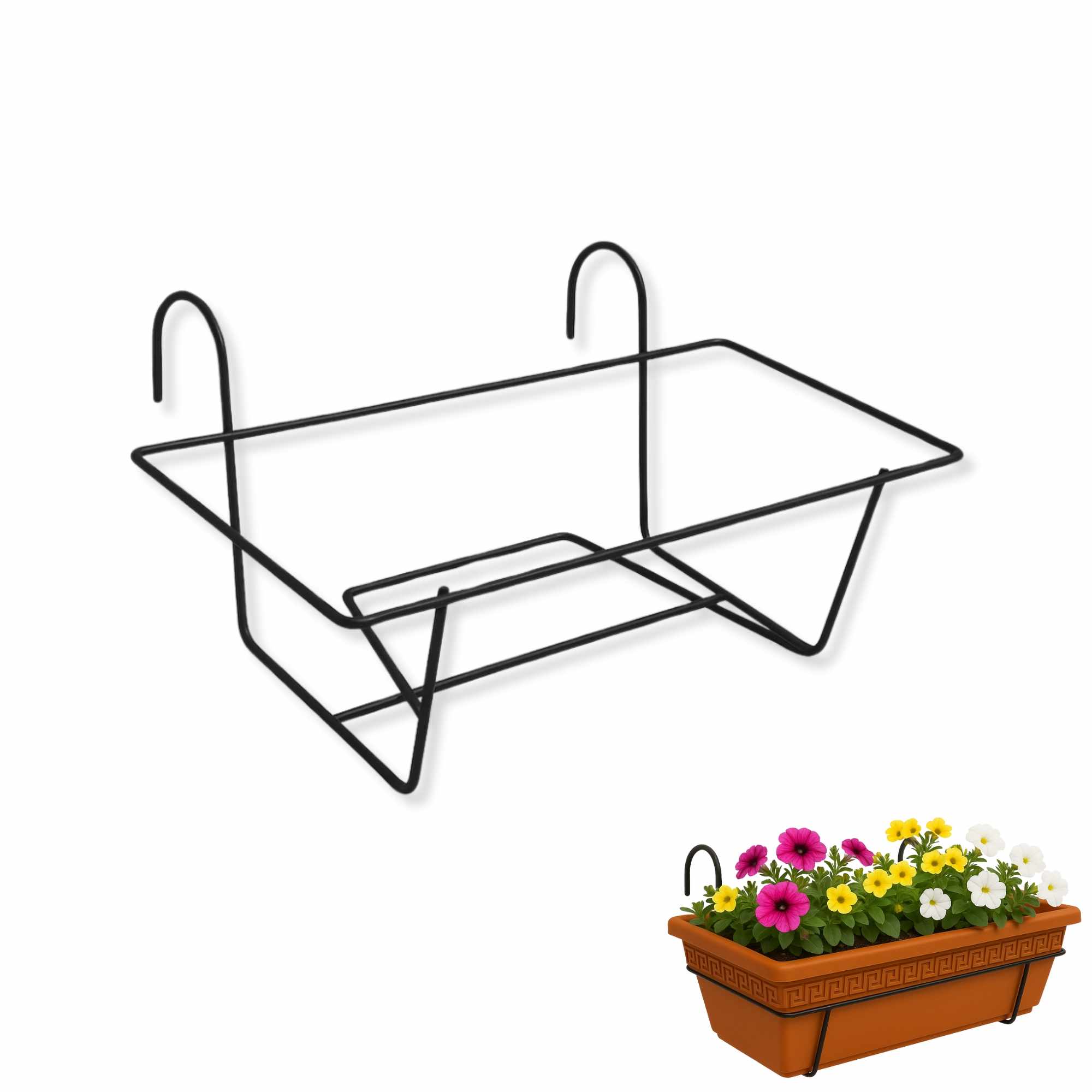 Soporte Metal para Jardinera de balcon 40 cm Negro