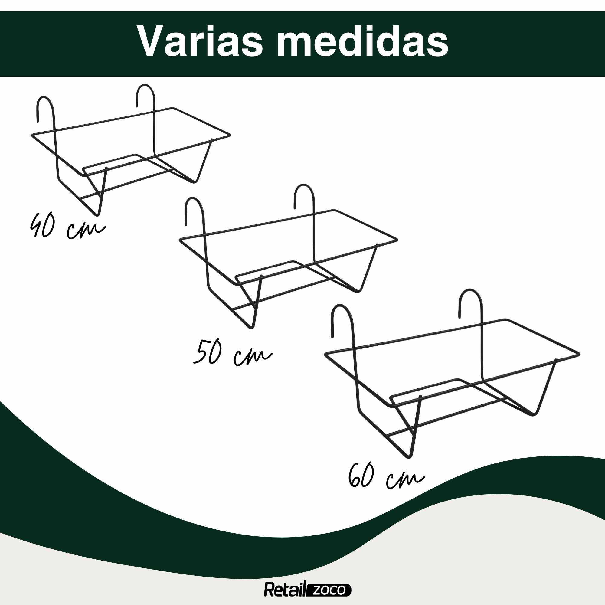 Soporte Metal para Jardinera de balcon 40 cm Negro - imagen 6