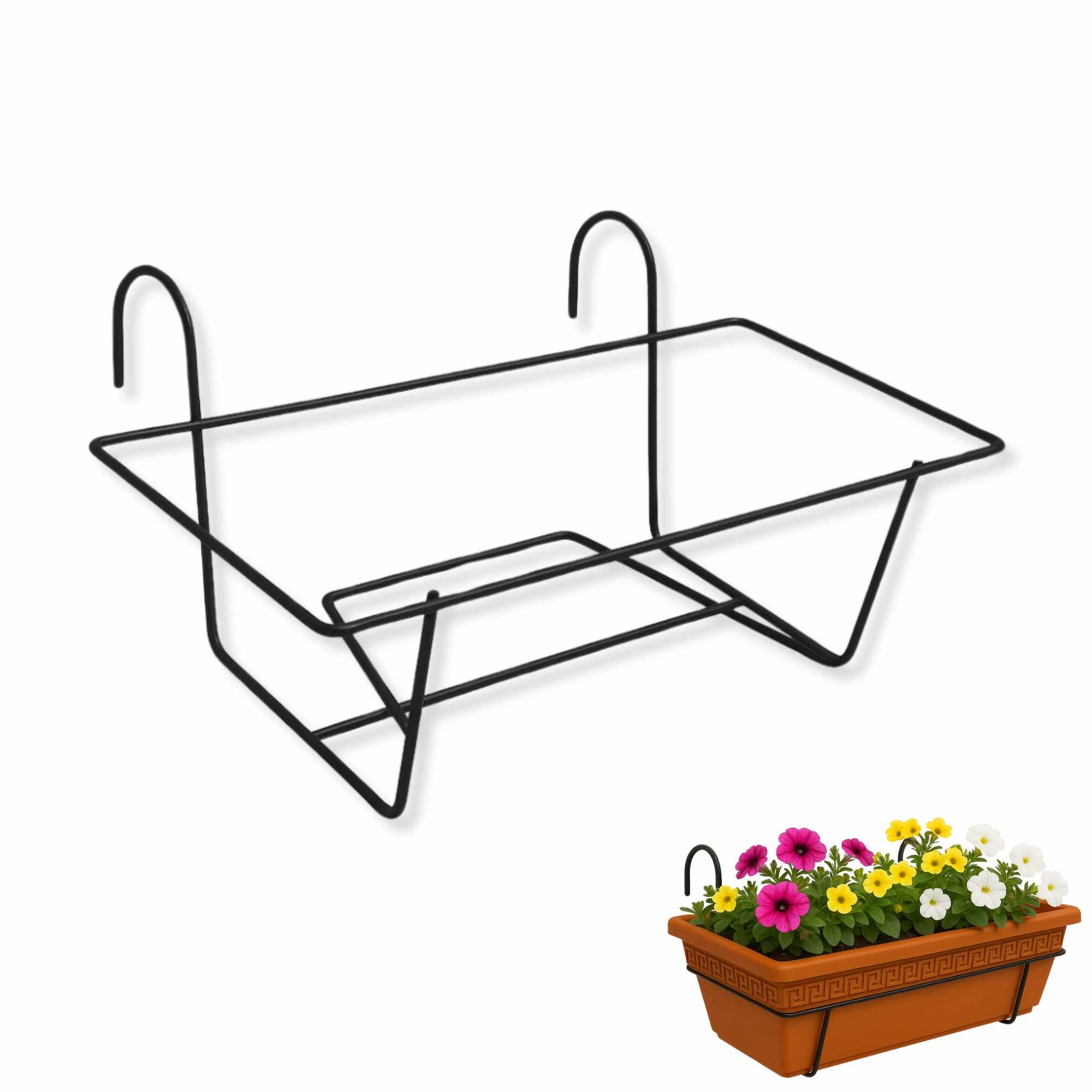 Soporte Metal para Jardinera de balcon 50 cm Negro
