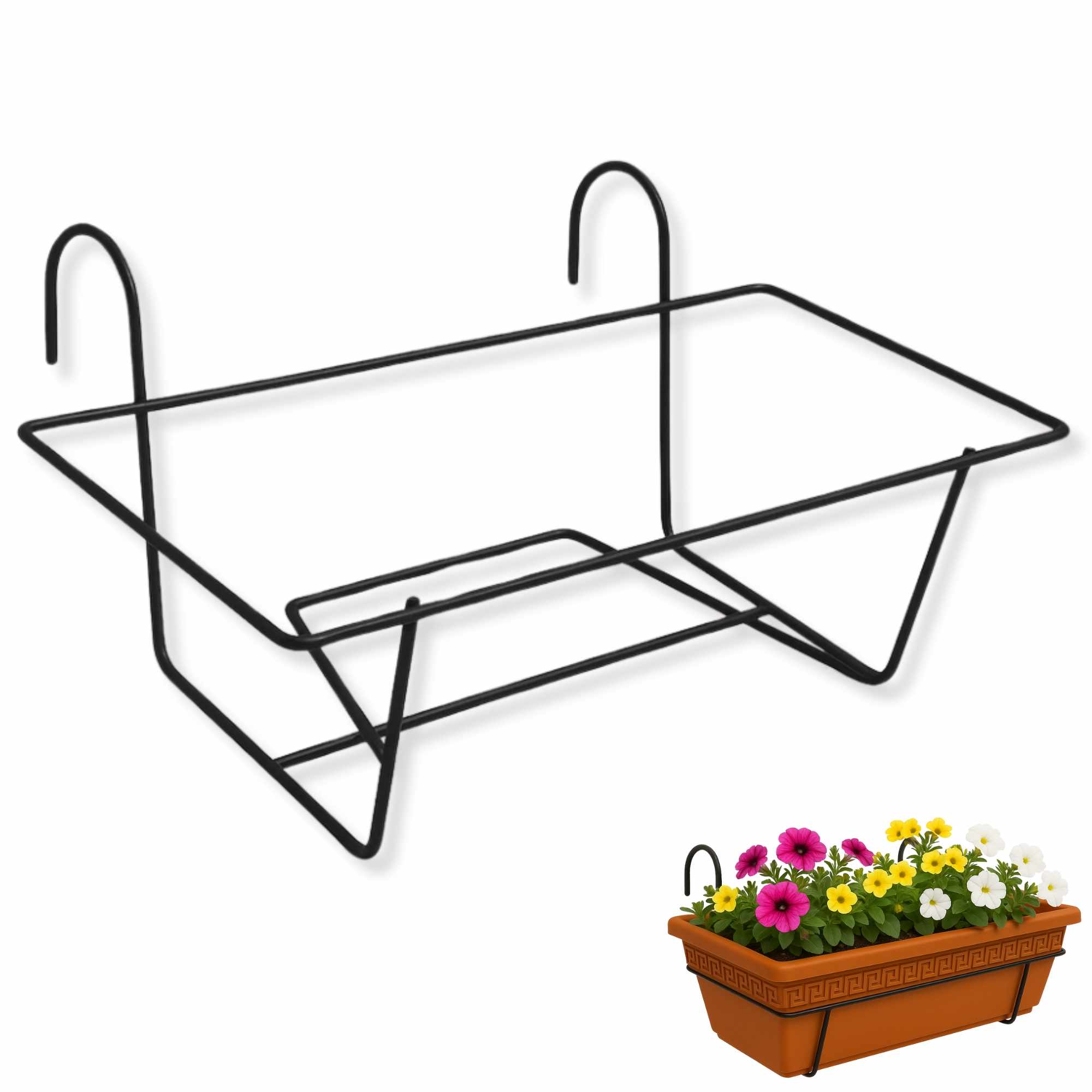 Soporte Metal para Jardinera de balcon 60 cm Negro