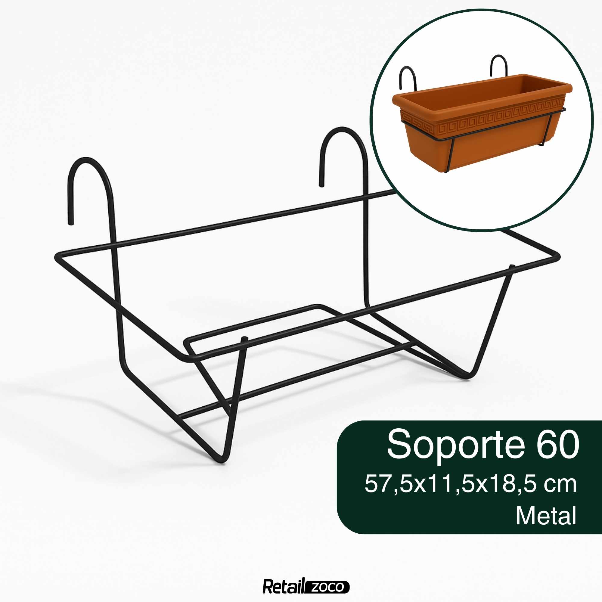 Soporte Metal para Jardinera de balcon 60 cm Negro - imagen 5