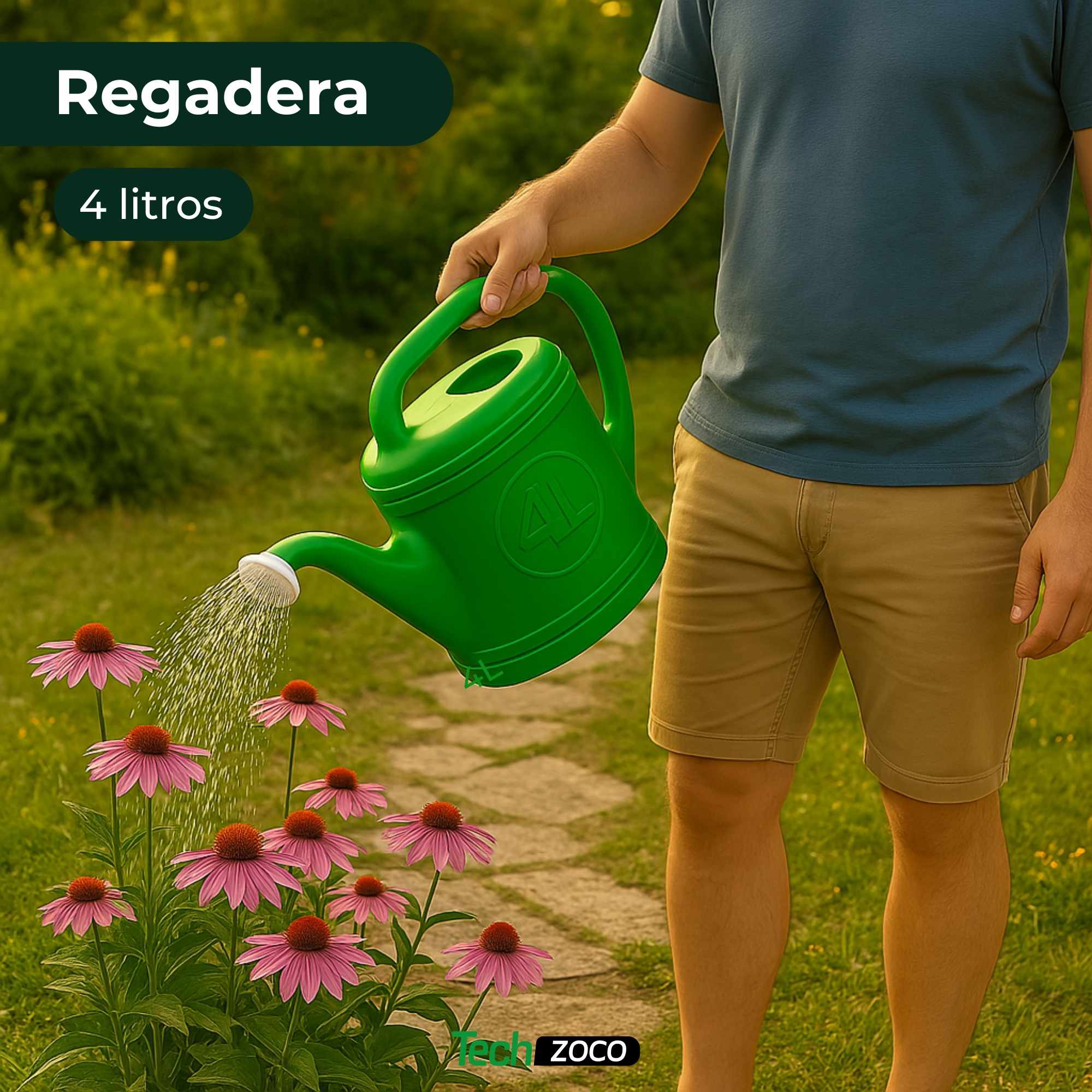 Regadera de plastico 4 Litros Verde - imagen 2