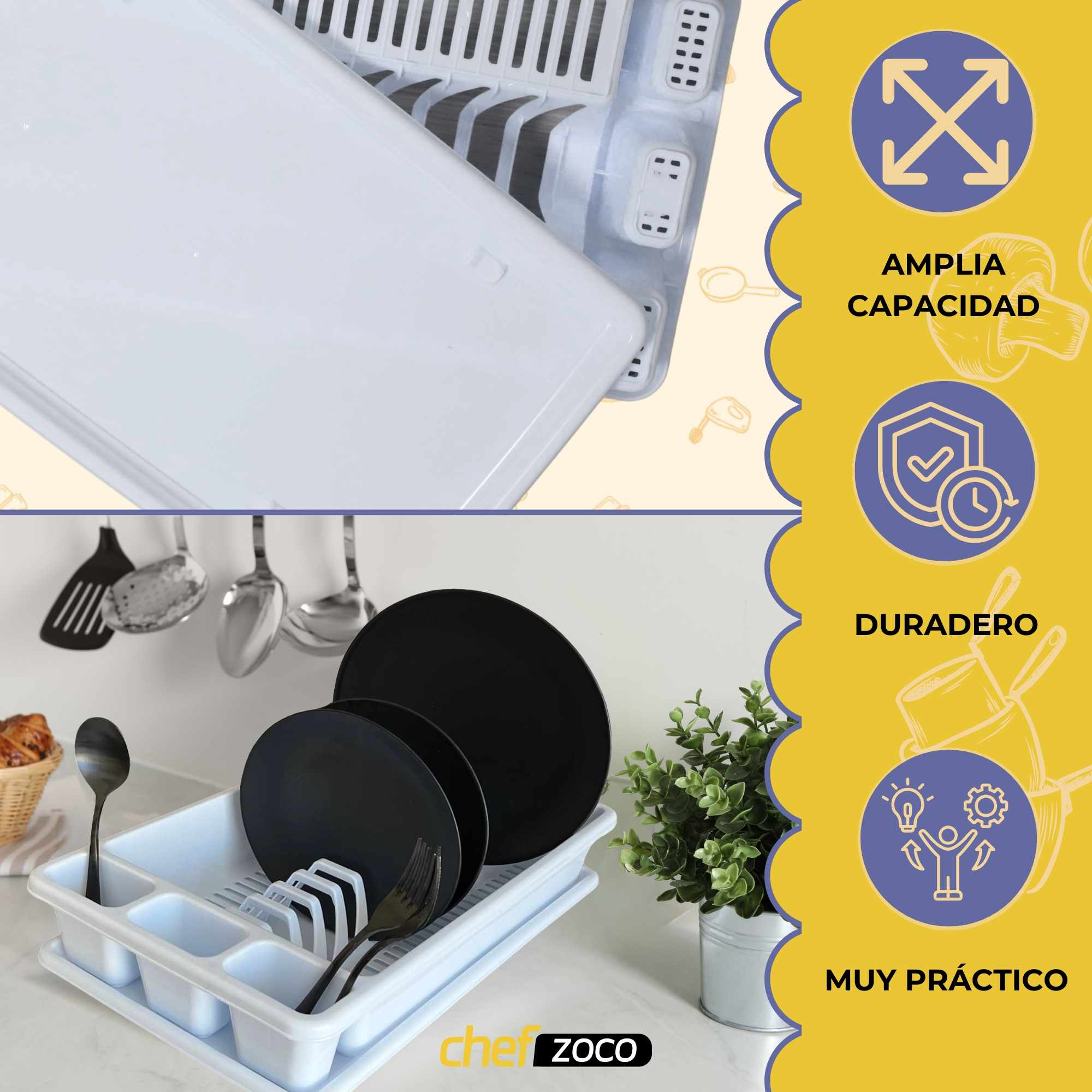 Escurreplato de plastico 45 x 26.5 cm Blanco - imagen 3