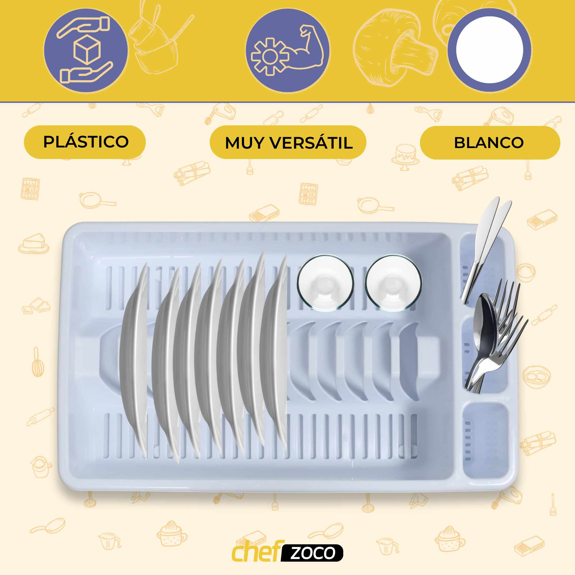 Escurreplato de plastico 45 x 26.5 cm Blanco - imagen 2