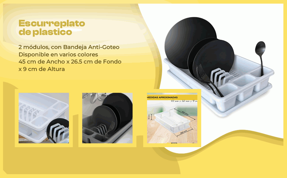 Banner - Escurreplato de plastico 45 x 26.5 cm Blanco