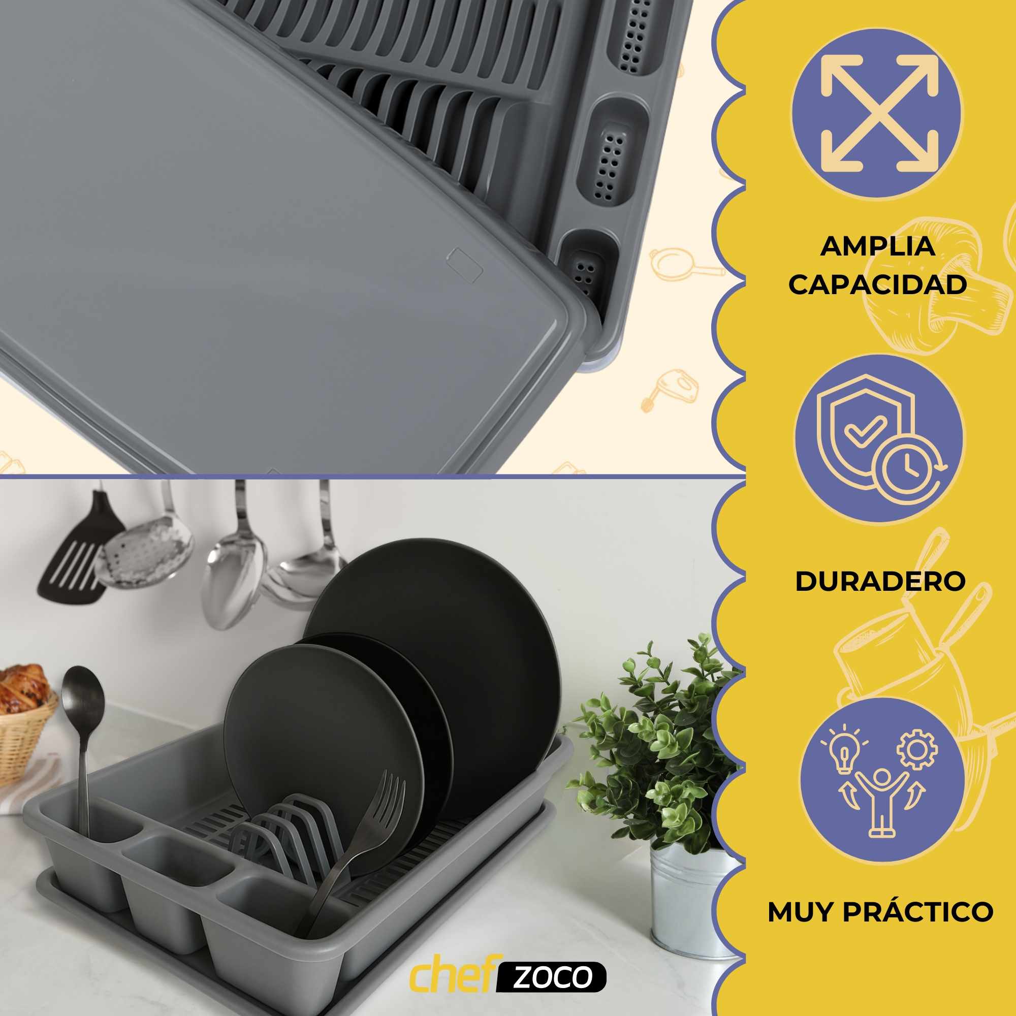Escurreplato de plastico 45 x 26.5 cm Gris - imagen 3