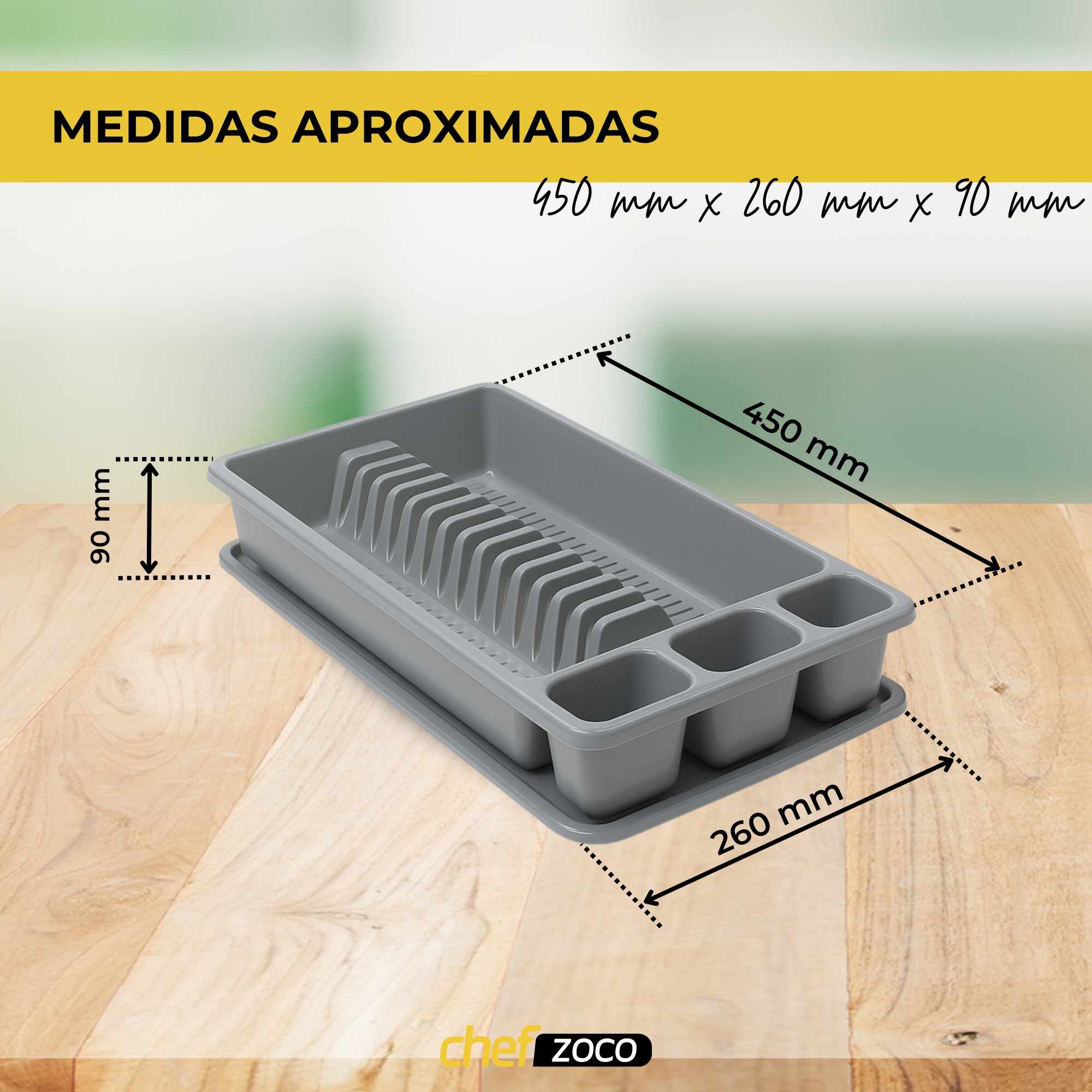 Escurreplato de plastico 45 x 26.5 cm Gris - imagen 4