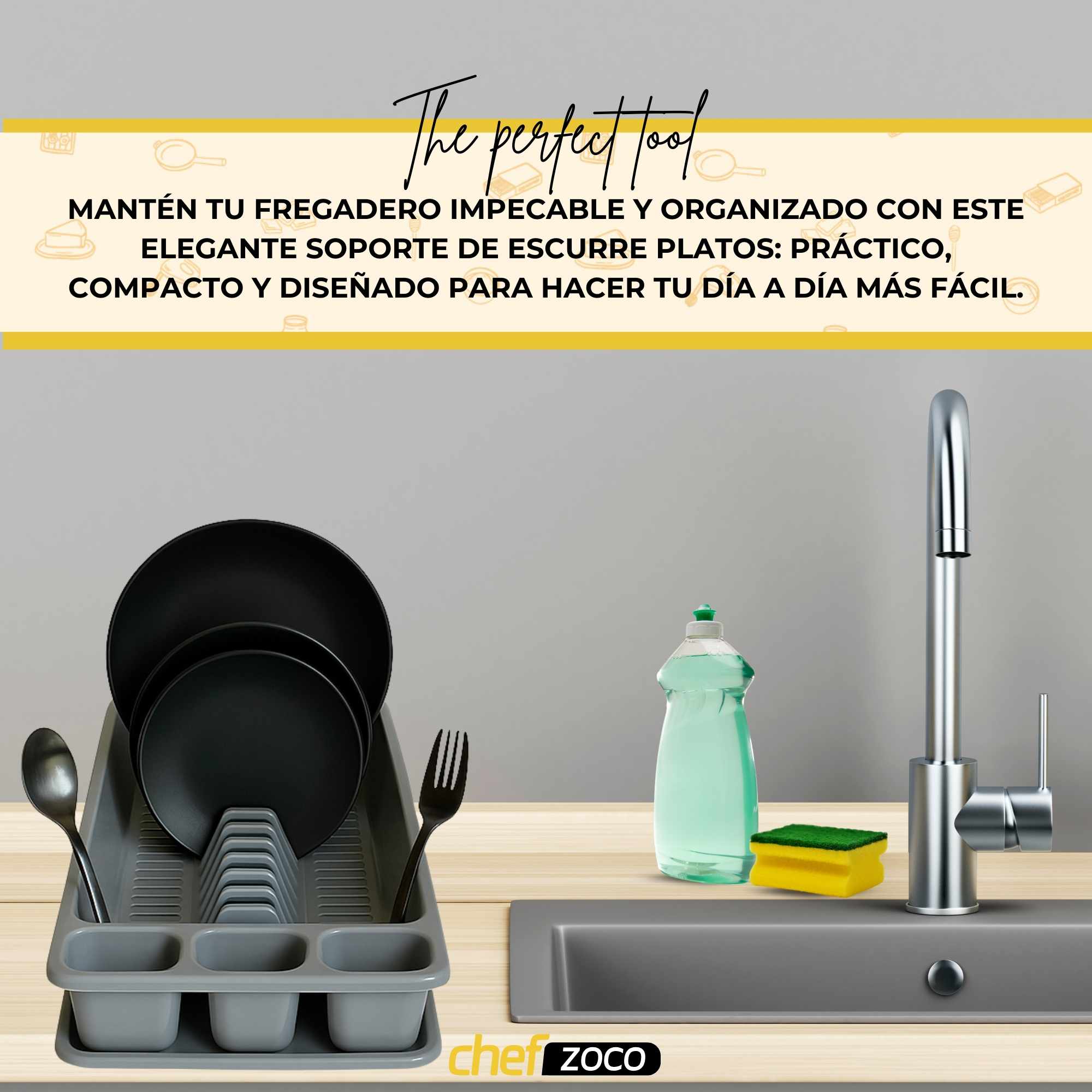 Escurreplato de plastico 45 x 26.5 cm Gris - imagen 5