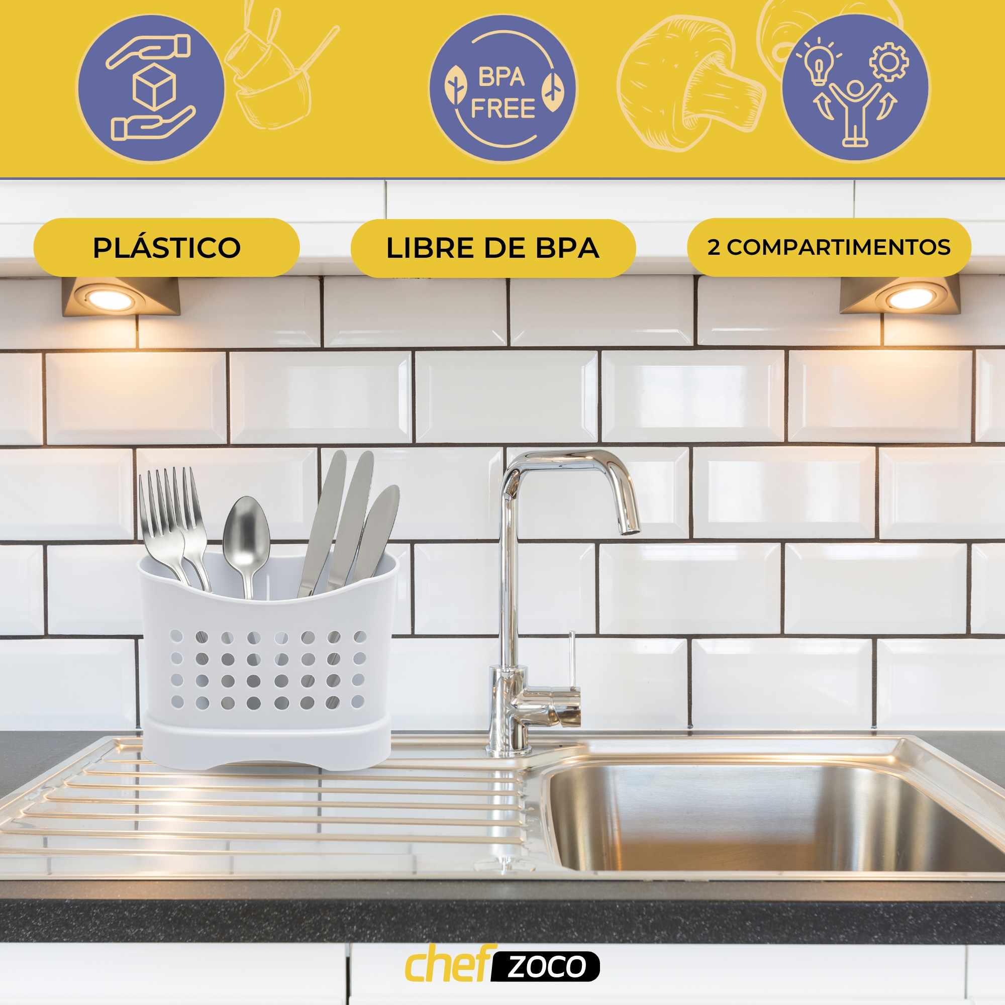 Escurrecubiertos de plastico clásico blanco - imagen 2