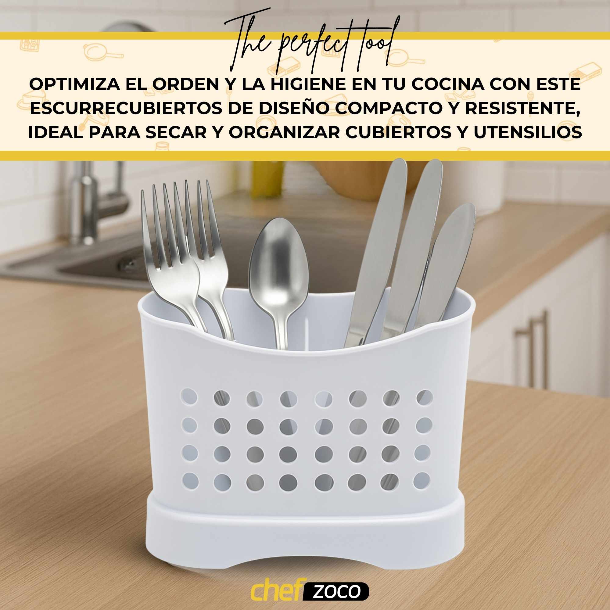 Escurrecubiertos de plastico clásico blanco - imagen 4