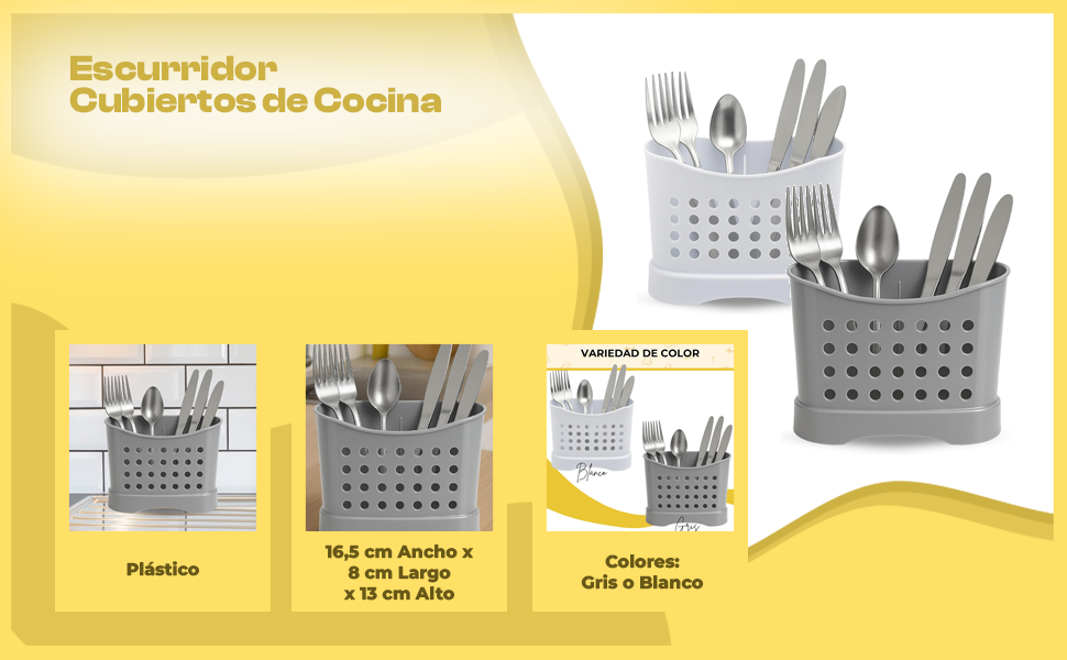 Banner - Escurrecubiertos de plastico clásico blanco