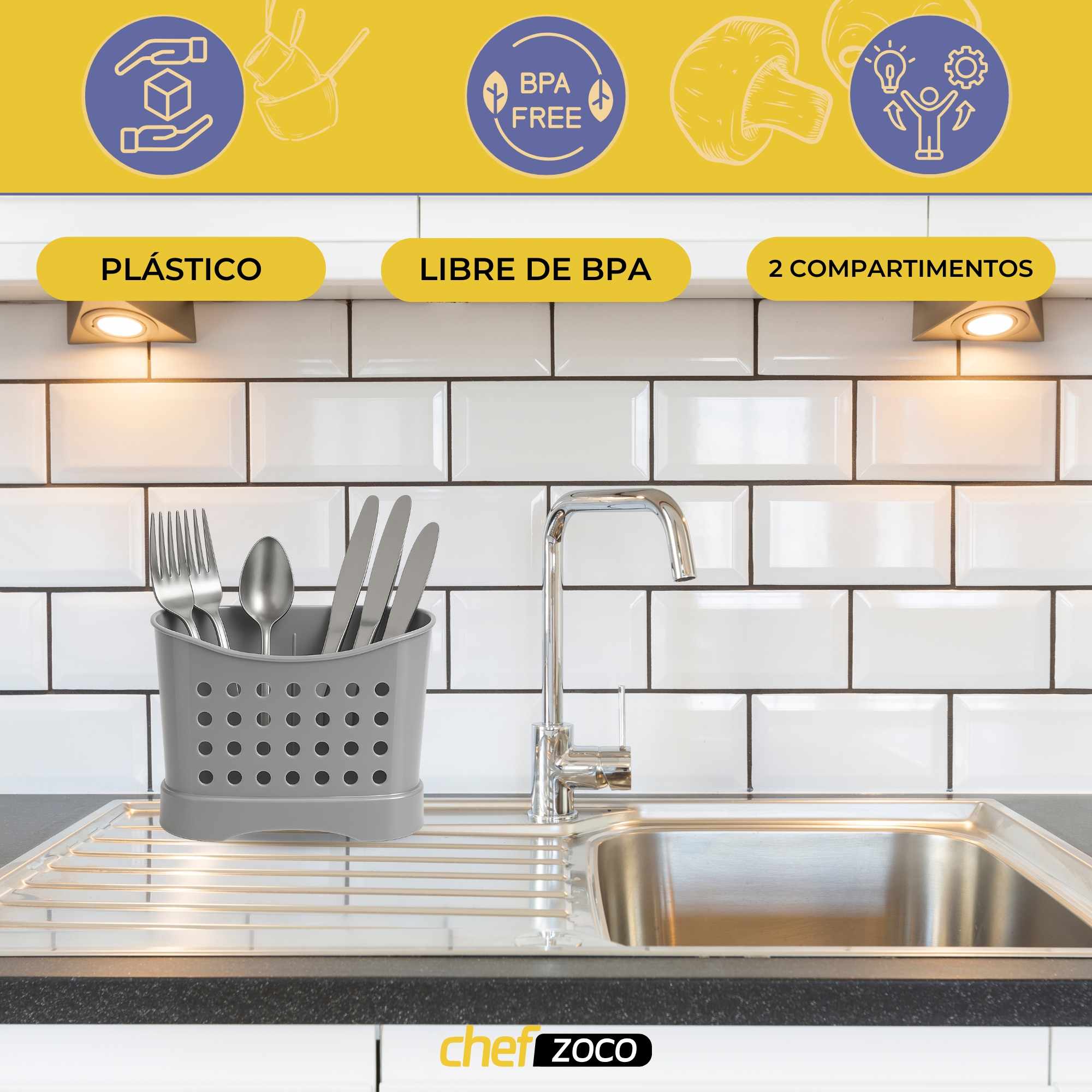 Escurrecubiertos de plastico clásico gris - imagen 2