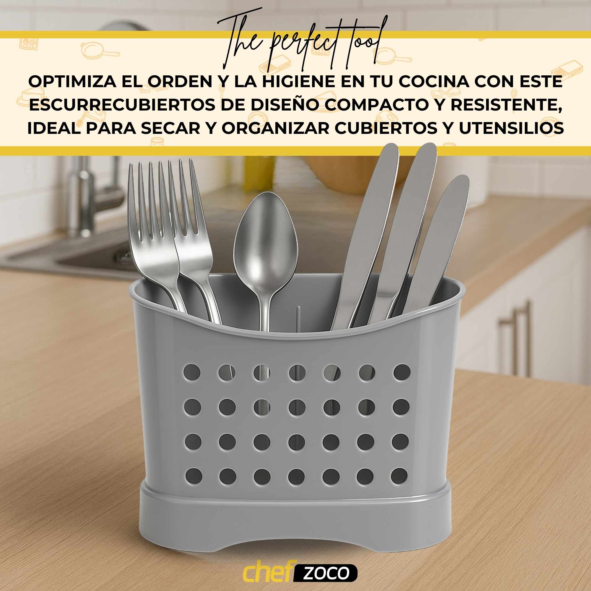 Escurrecubiertos de plastico clásico gris - imagen 4