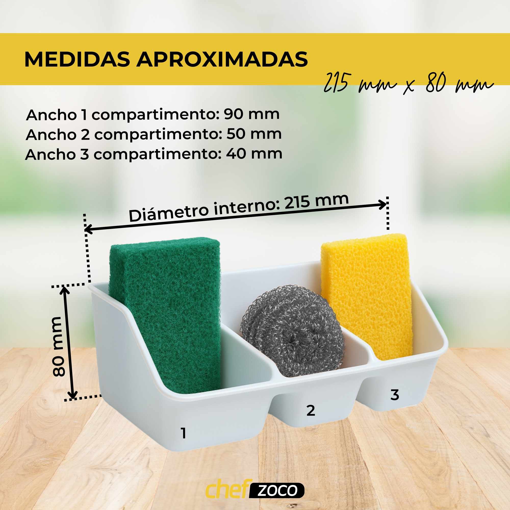 Organizador fregadero estropajero plastico Blanco - imagen 4