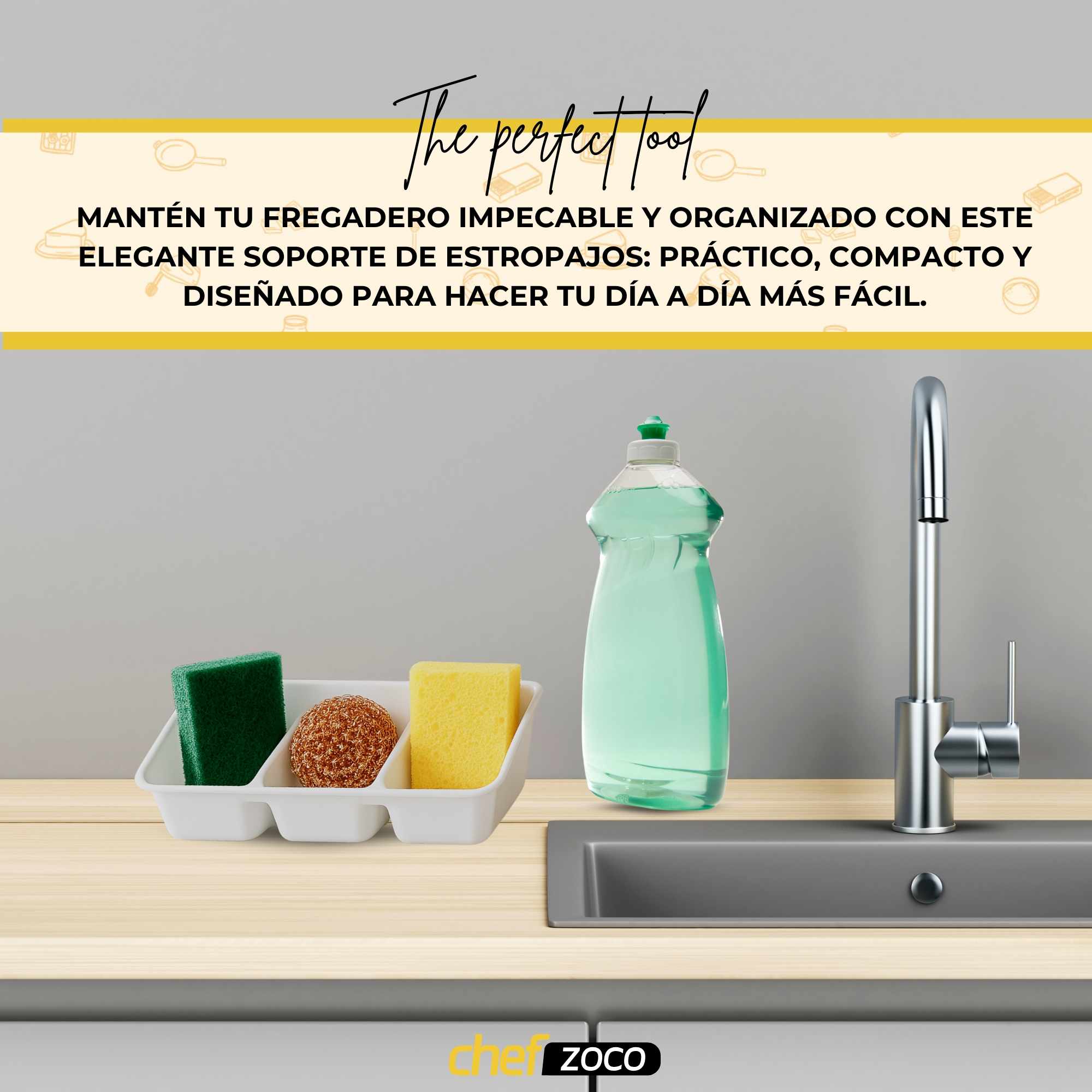 Organizador fregadero estropajero plastico Blanco - imagen 5
