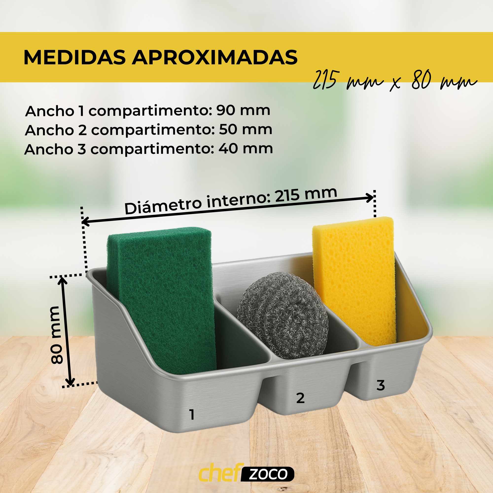 Organizador fregadero estropajero plastico Gris - imagen 4