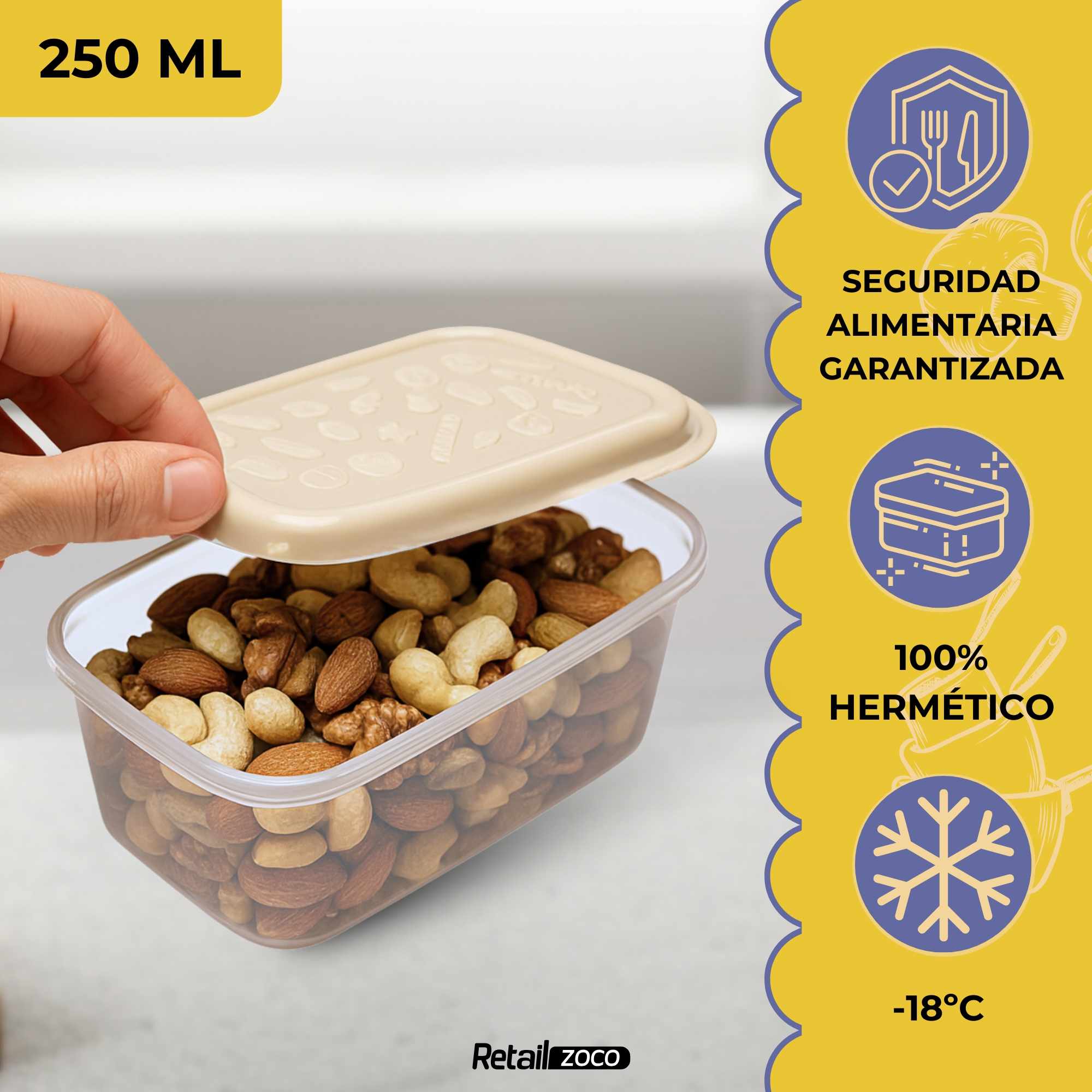 Set 3 Fiambreras 250 Ml plástico transparente color aleatorio - imagen 3