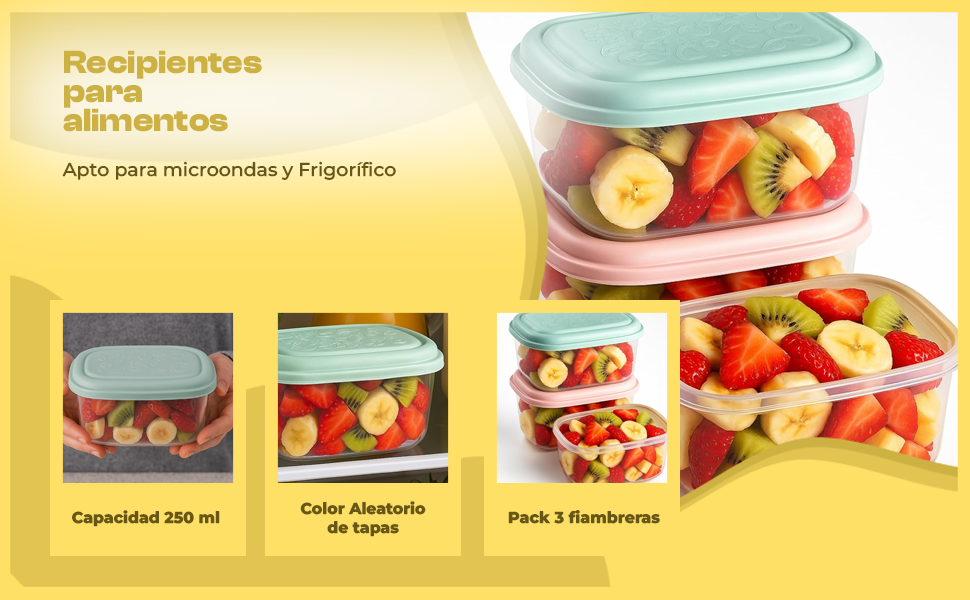 Banner - Set 3 Fiambreras 250 Ml plástico transparente color aleatorio