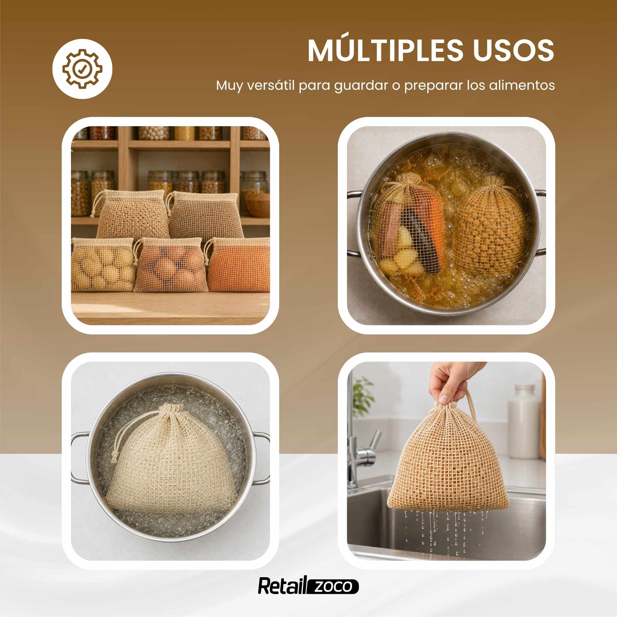 Mallas de Cocción para Garbanzos y Legumbres 28 x 20 cm para 2 Kg - imagen 3