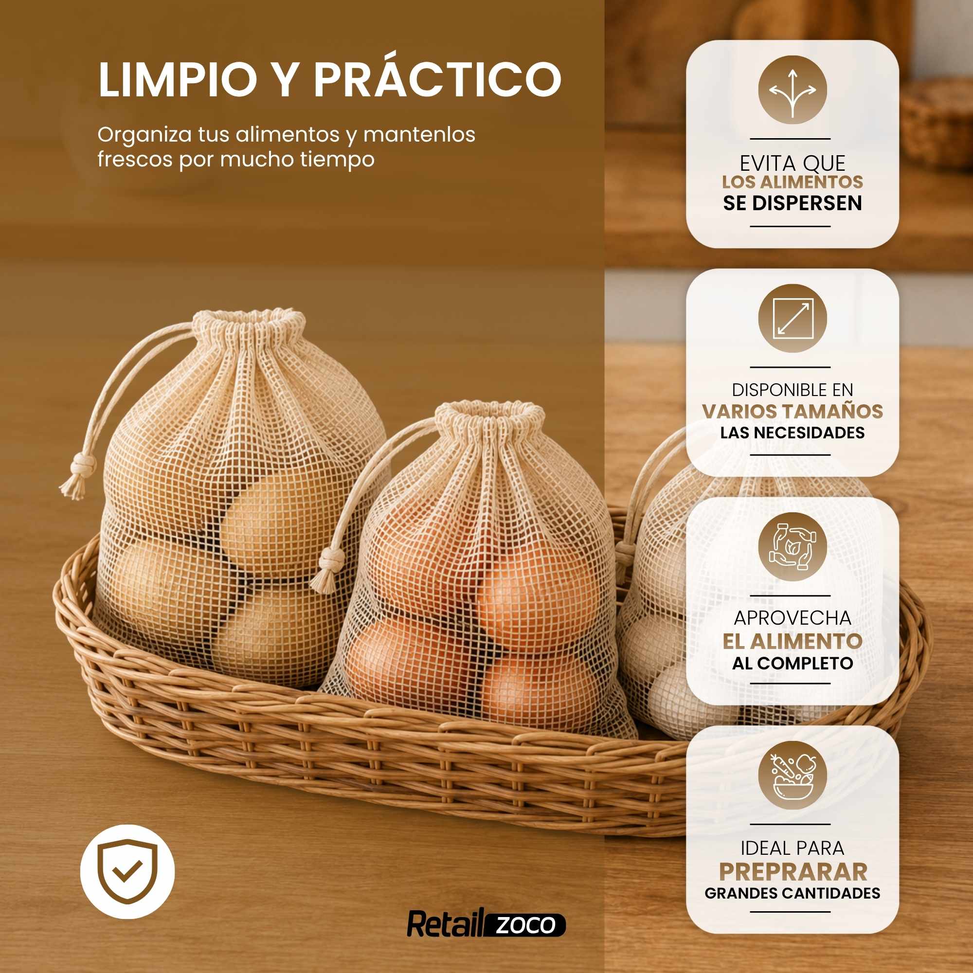 Mallas de Cocción para Garbanzos y Legumbres 28 x 20 cm para 2 Kg - imagen 4