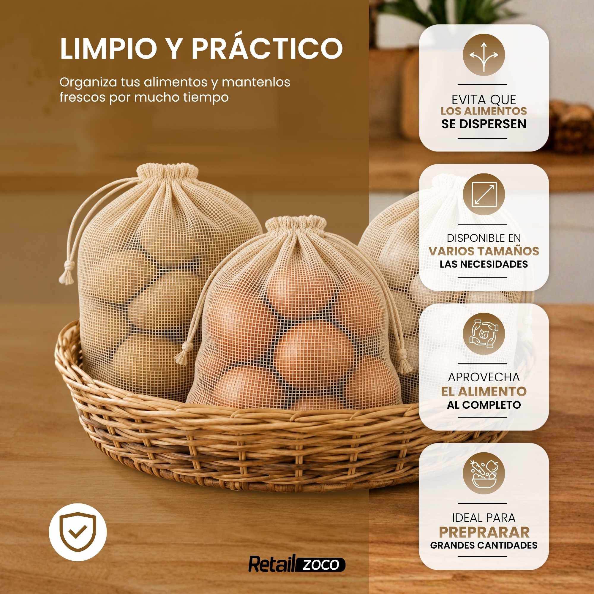 Mallas de Cocción para Garbanzos y Legumbres 43 x 28 cm para 5 Kg - imagen 4