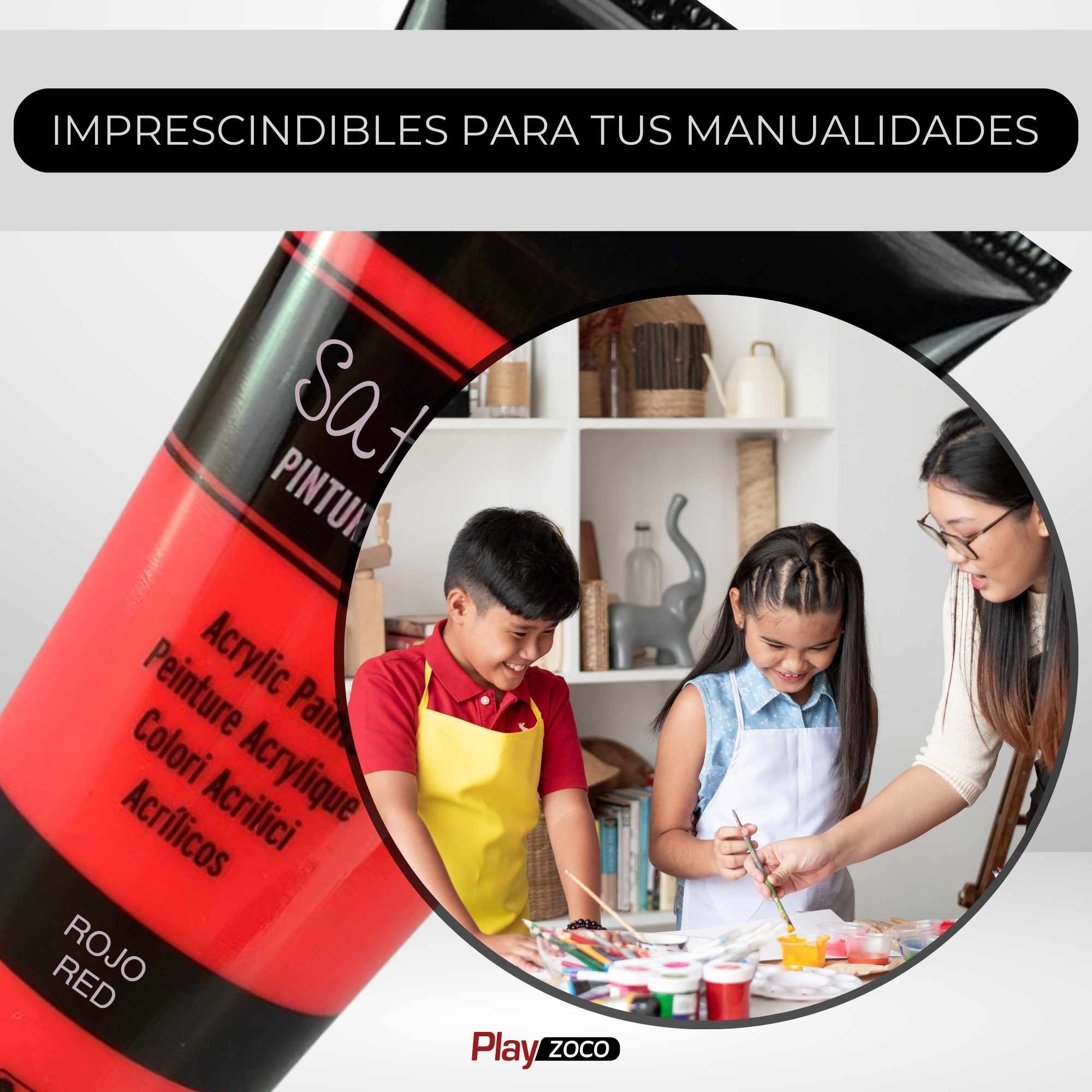 Pack Pinturas acrilicas Satinadas de 6 Colores para lienzos y Manualidades 75 ml - imagen 6