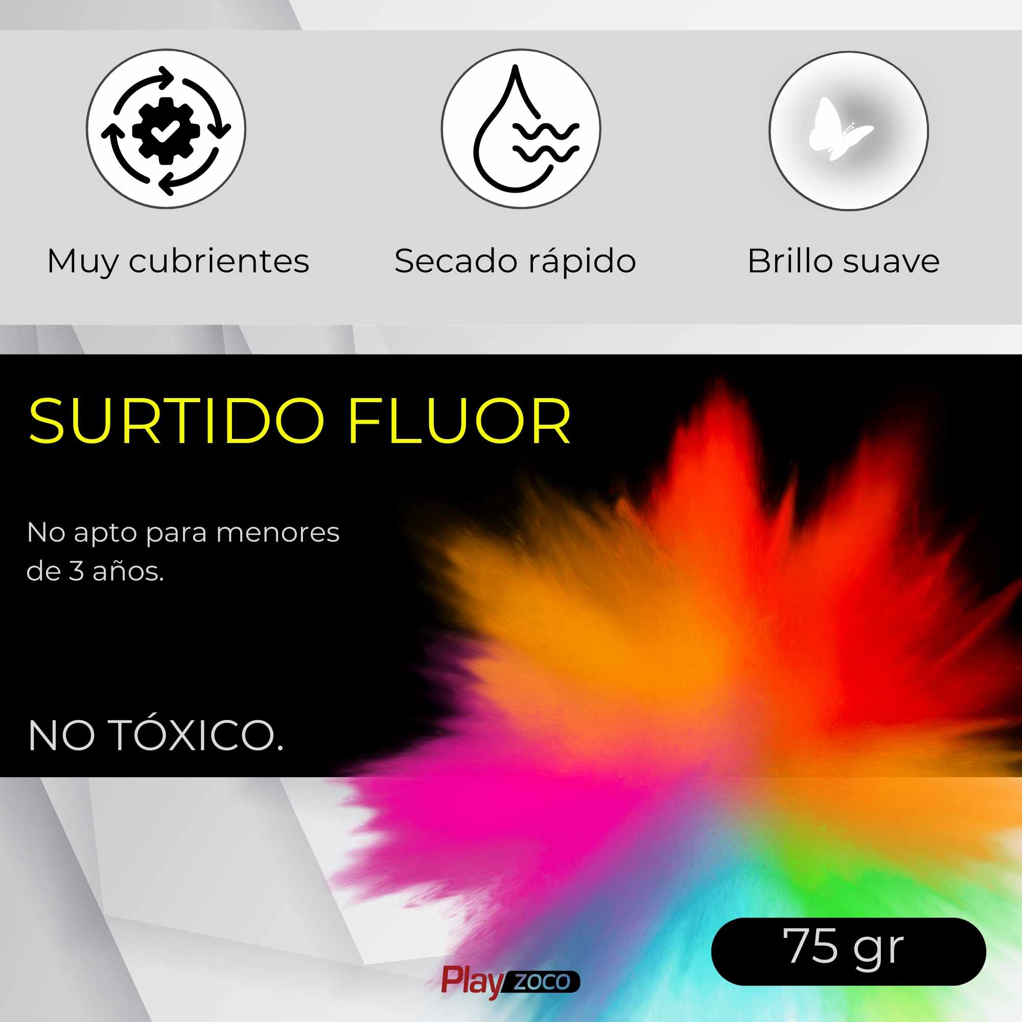 Pack Pinturas Fluor de 6 Colores para lienzos y Manualidades 75 ml - imagen 5