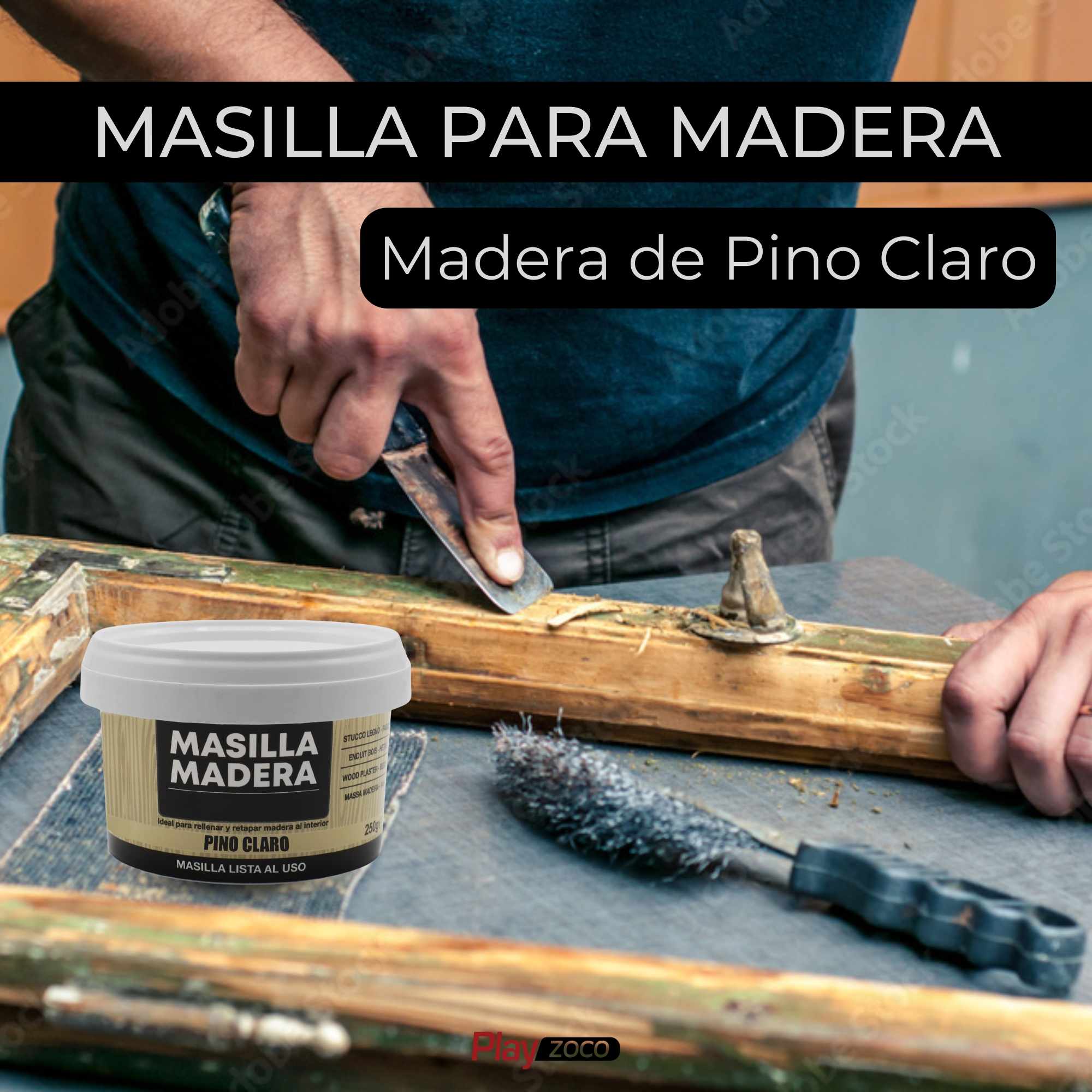 Masilla madera pino claro 250 gramos - imagen 2