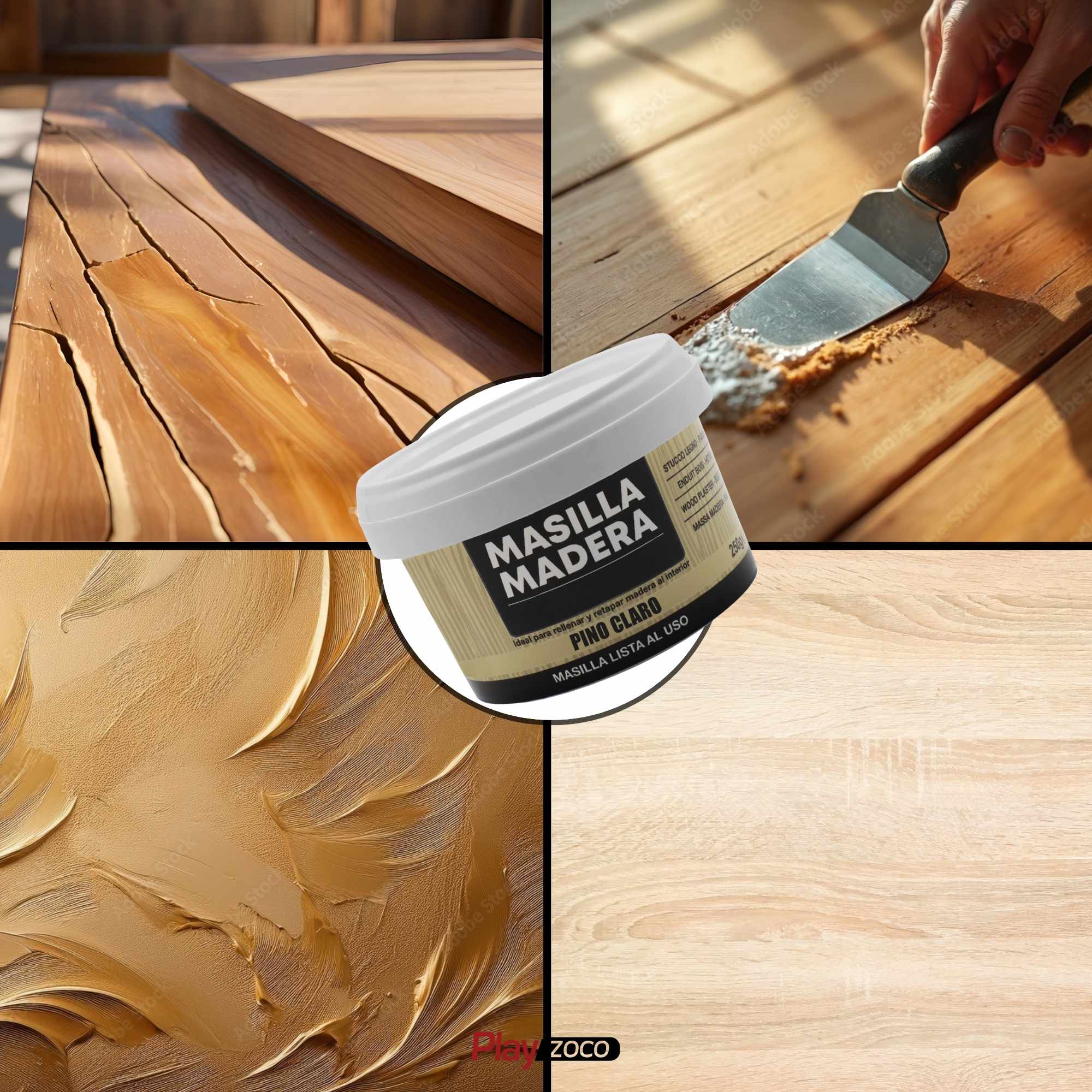 Masilla madera pino claro 250 gramos - imagen 4