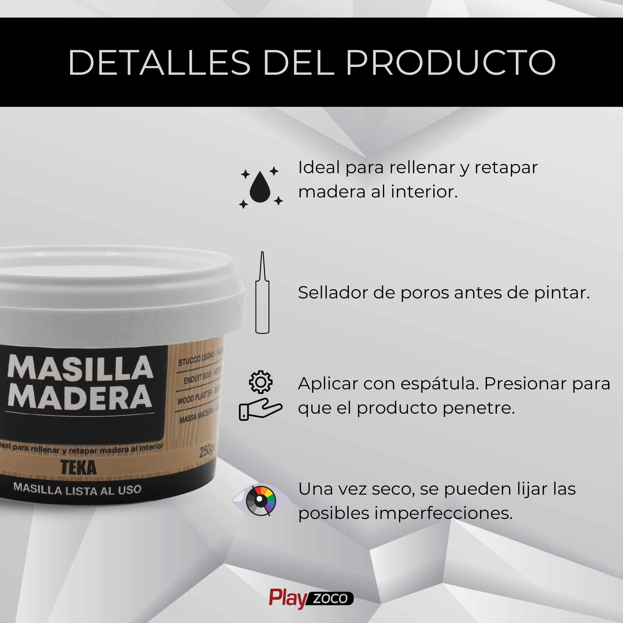 Masilla madera teka 250 gramos - imagen 3