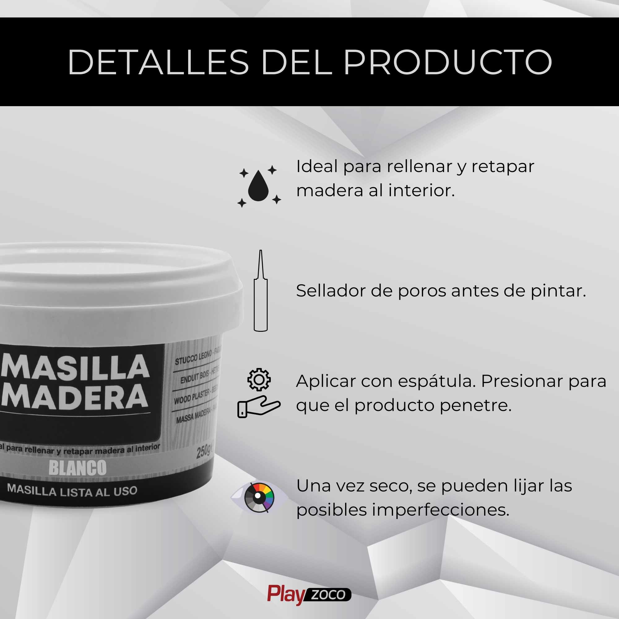 Masilla madera blanca 250 gramos - imagen 3