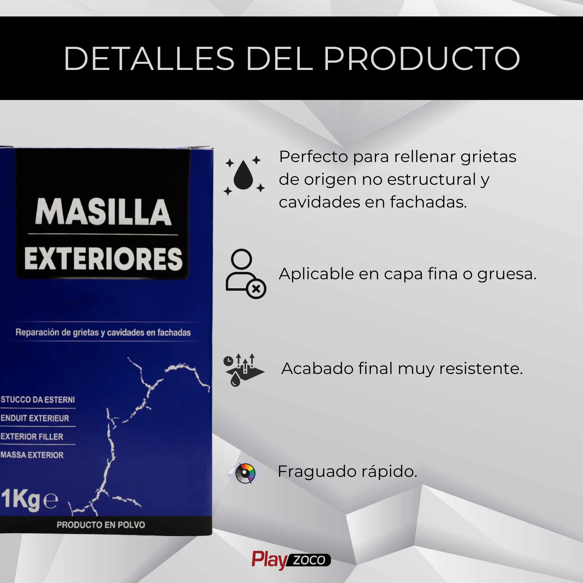 Masilla Exteriores en polvo color blanco 1 Kg - imagen 3
