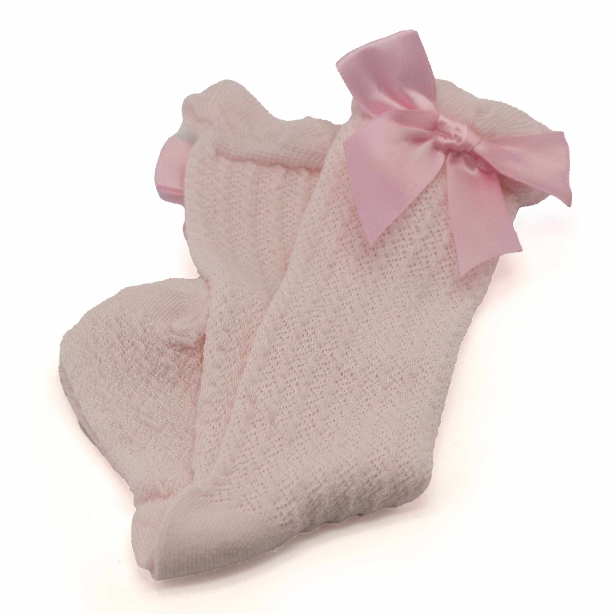Calcetines altos de algodón con lazo para niños hasta 3 años rosas - imagen 3