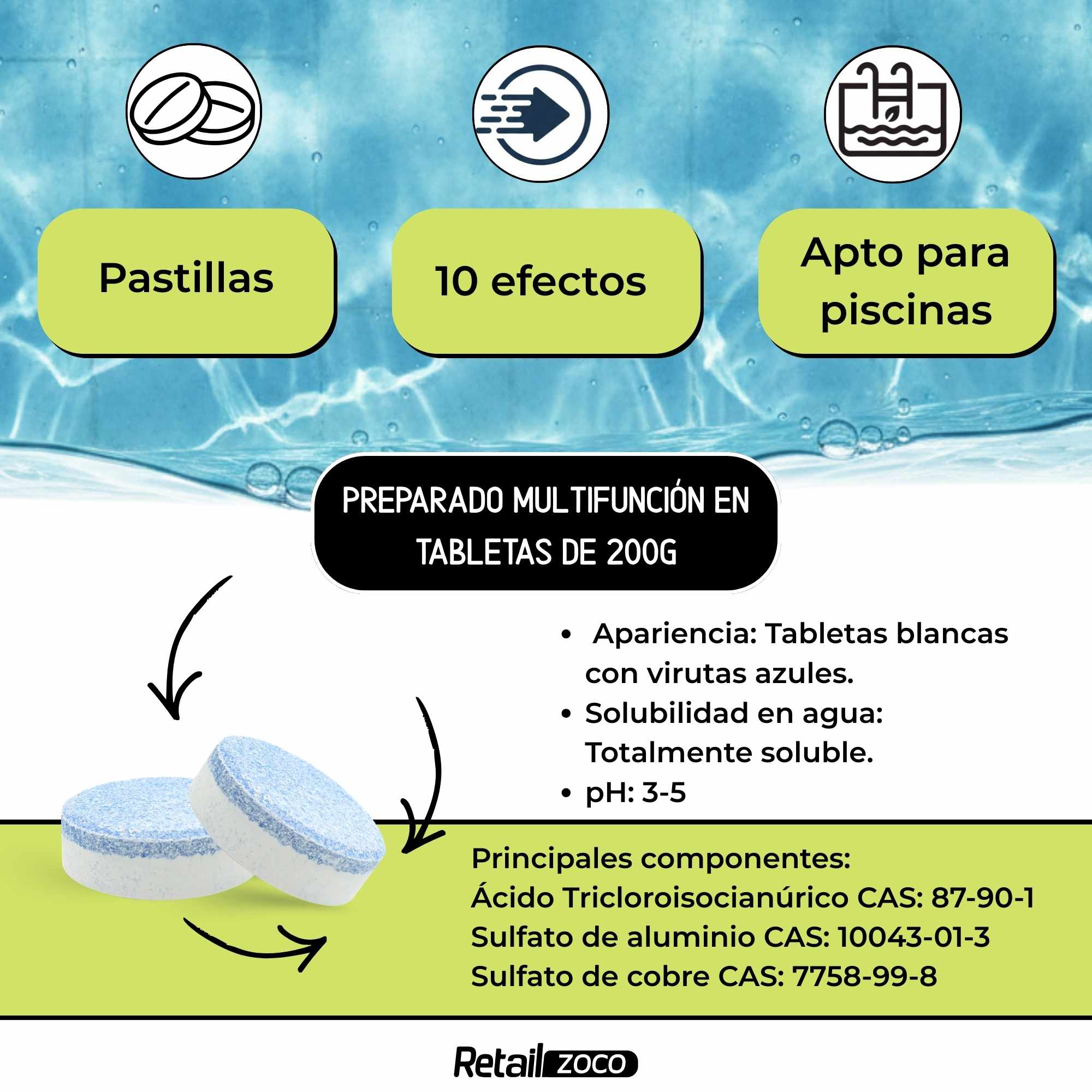 Cloro Bicapa 10 Acciones de 5 Kg con tabletas 200 gr - imagen 2
