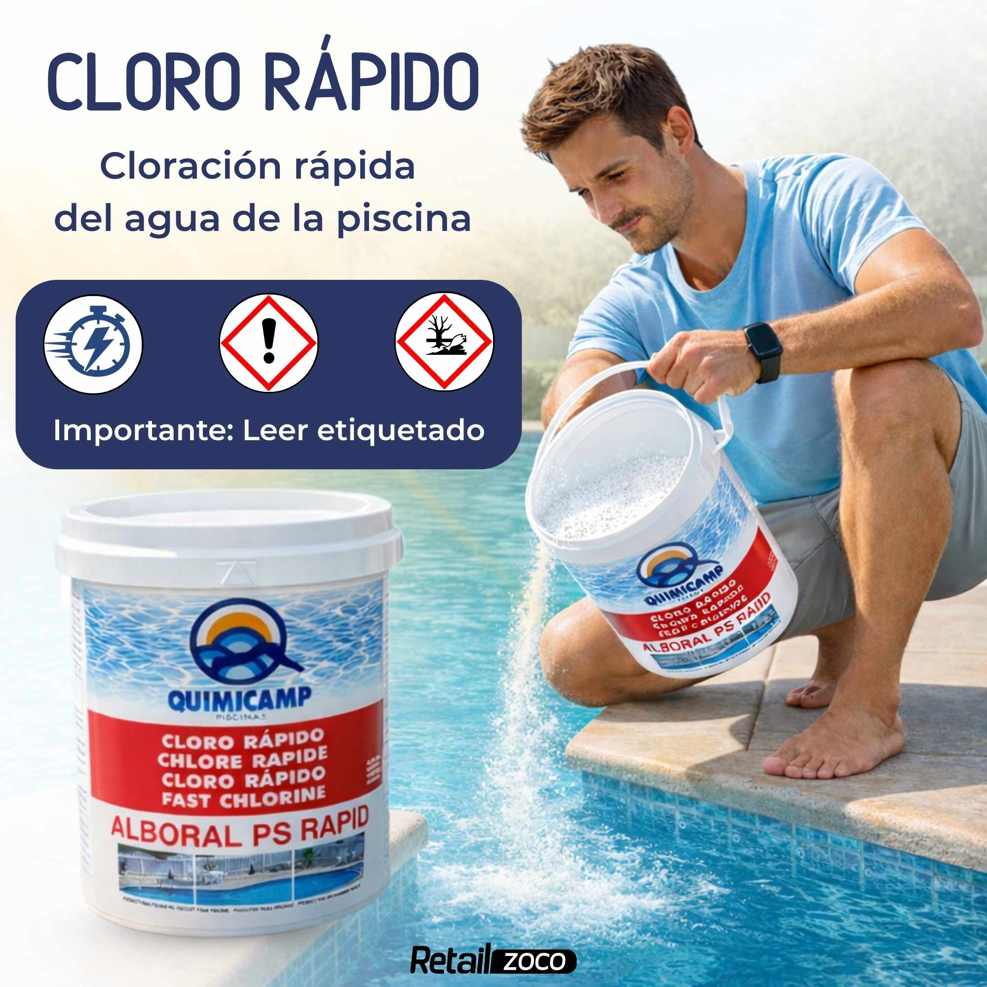 Cloro Choque Accion Rapida 5 Kg granulado recuperador de agua - imagen 2