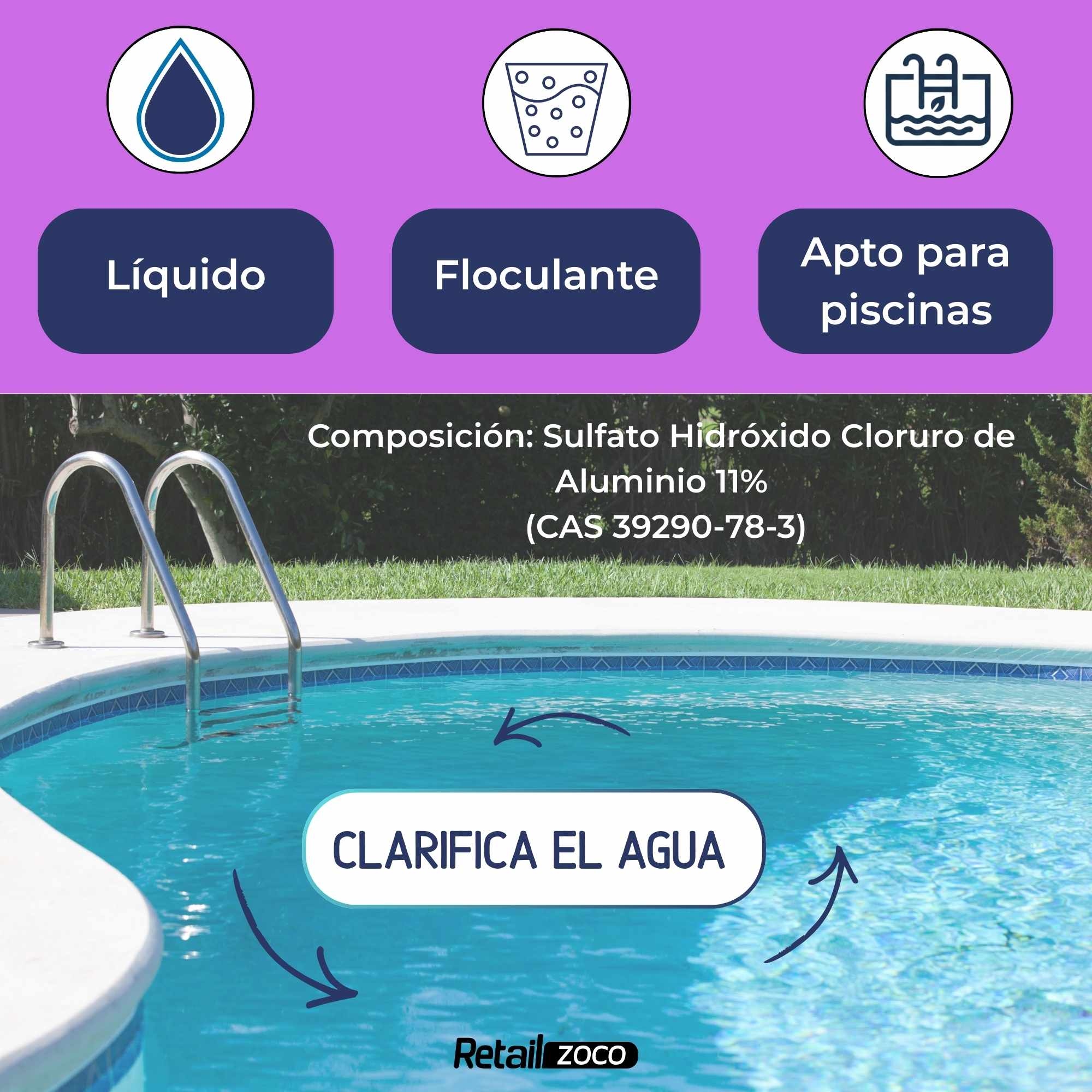 Floculante Liquido para Piscinas eliminador turbidez 5 Litros - imagen 3