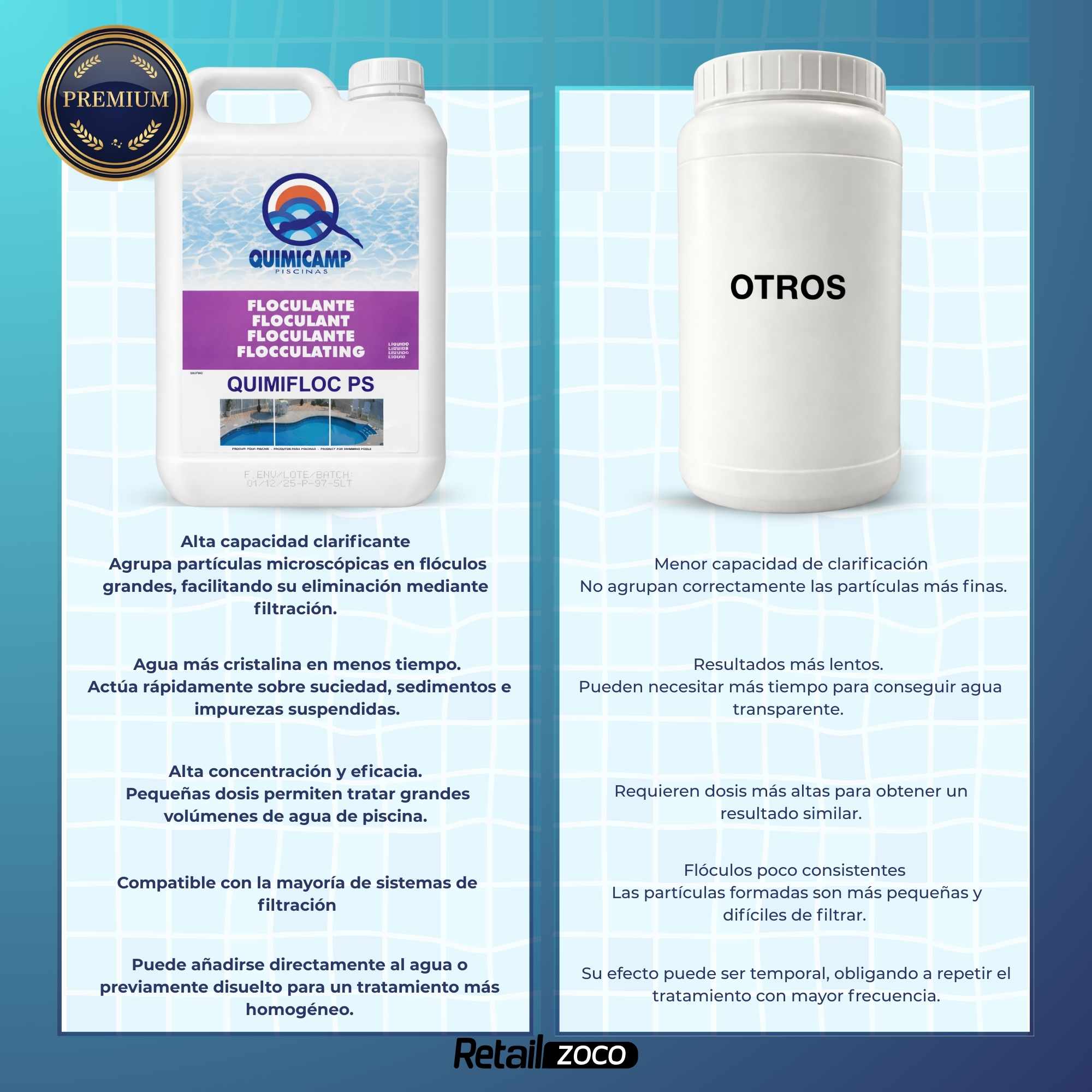 Floculante Liquido para Piscinas eliminador turbidez 5 Litros - imagen 4