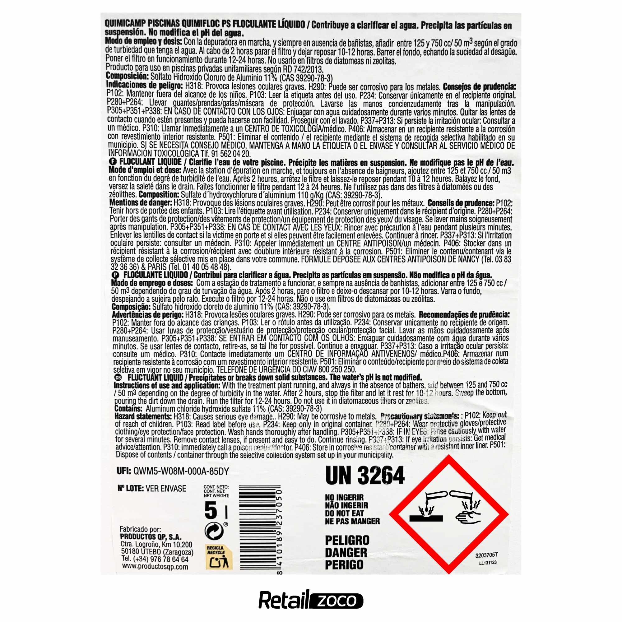 Floculante Liquido para Piscinas eliminador turbidez 5 Litros - imagen 6