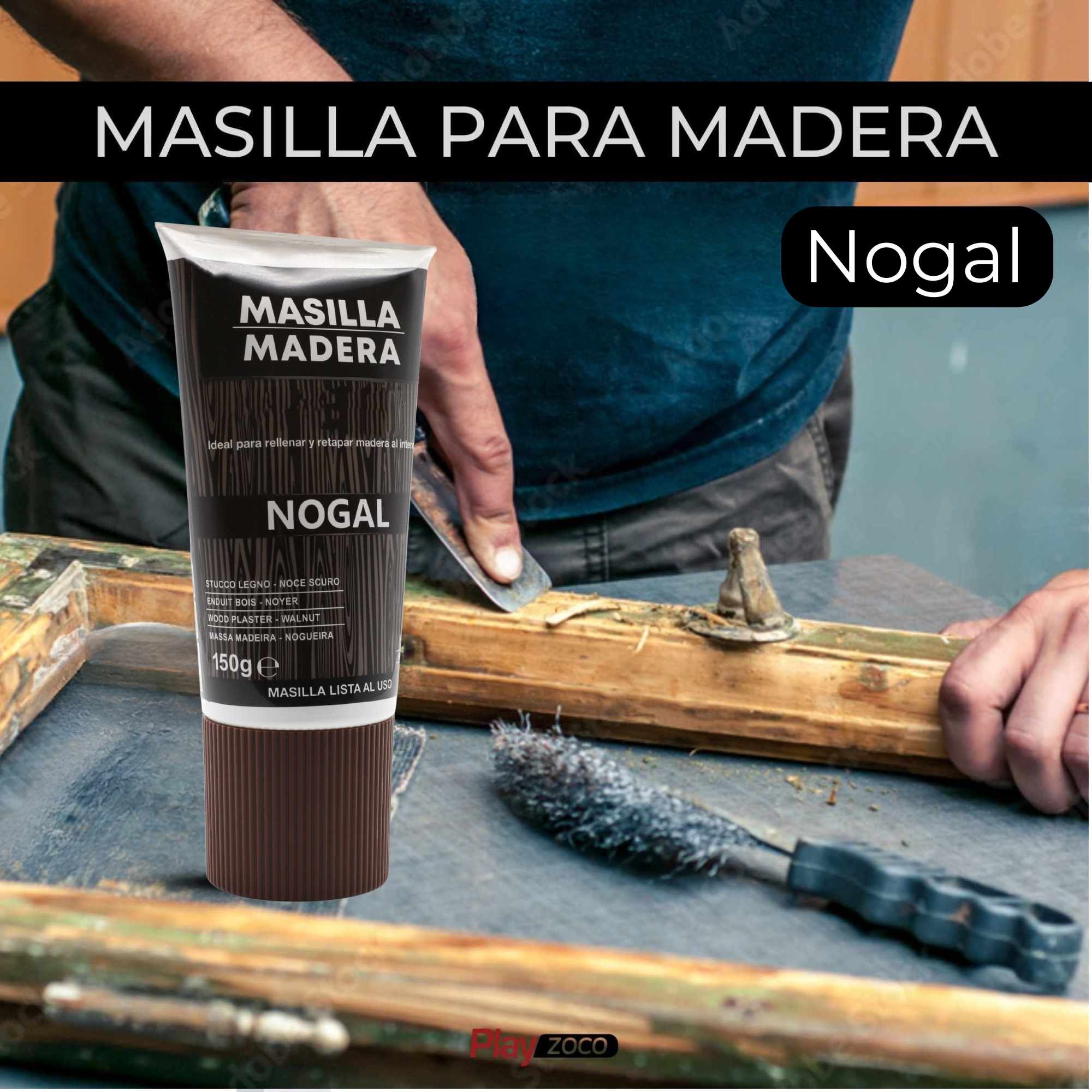 Masilla madera Nogal en tubo 150 gramos - imagen 2