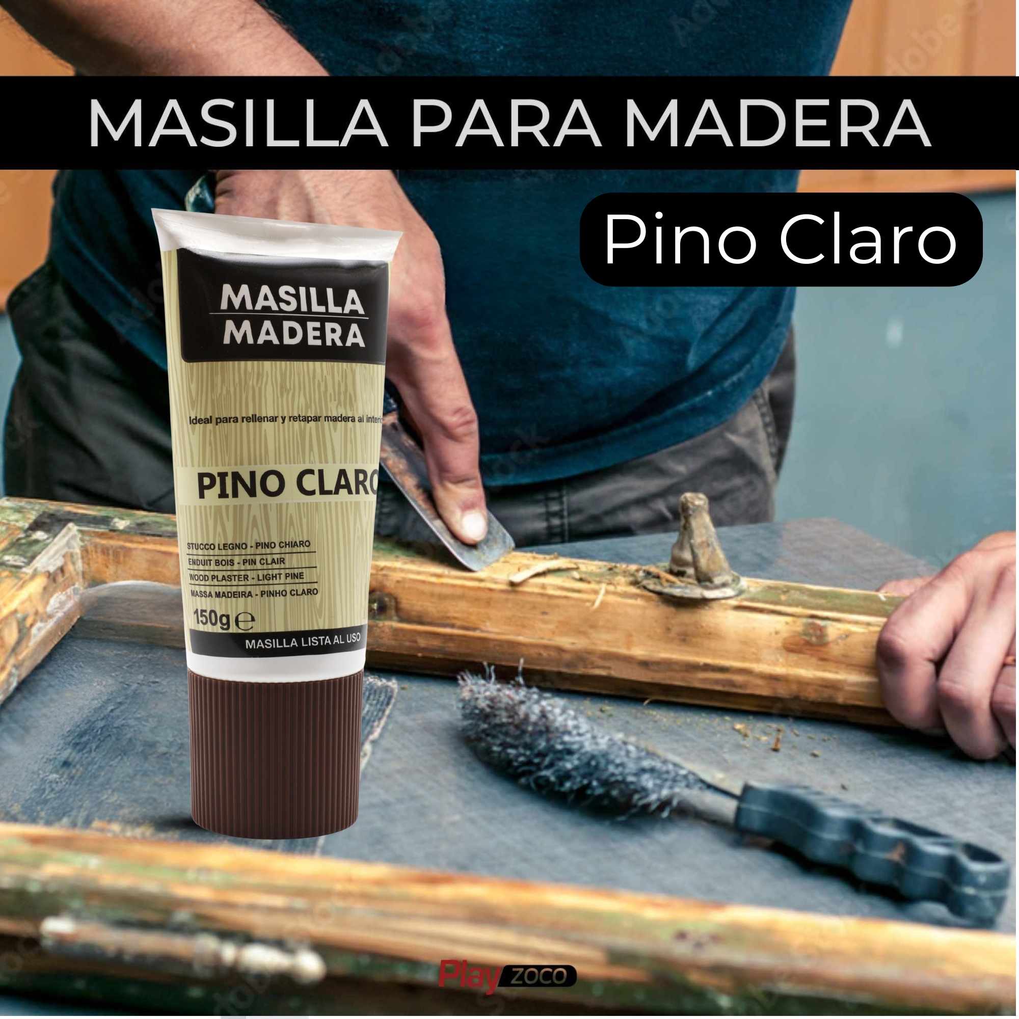 Masilla madera Pino Claro en tubo 150 gramos - imagen 2