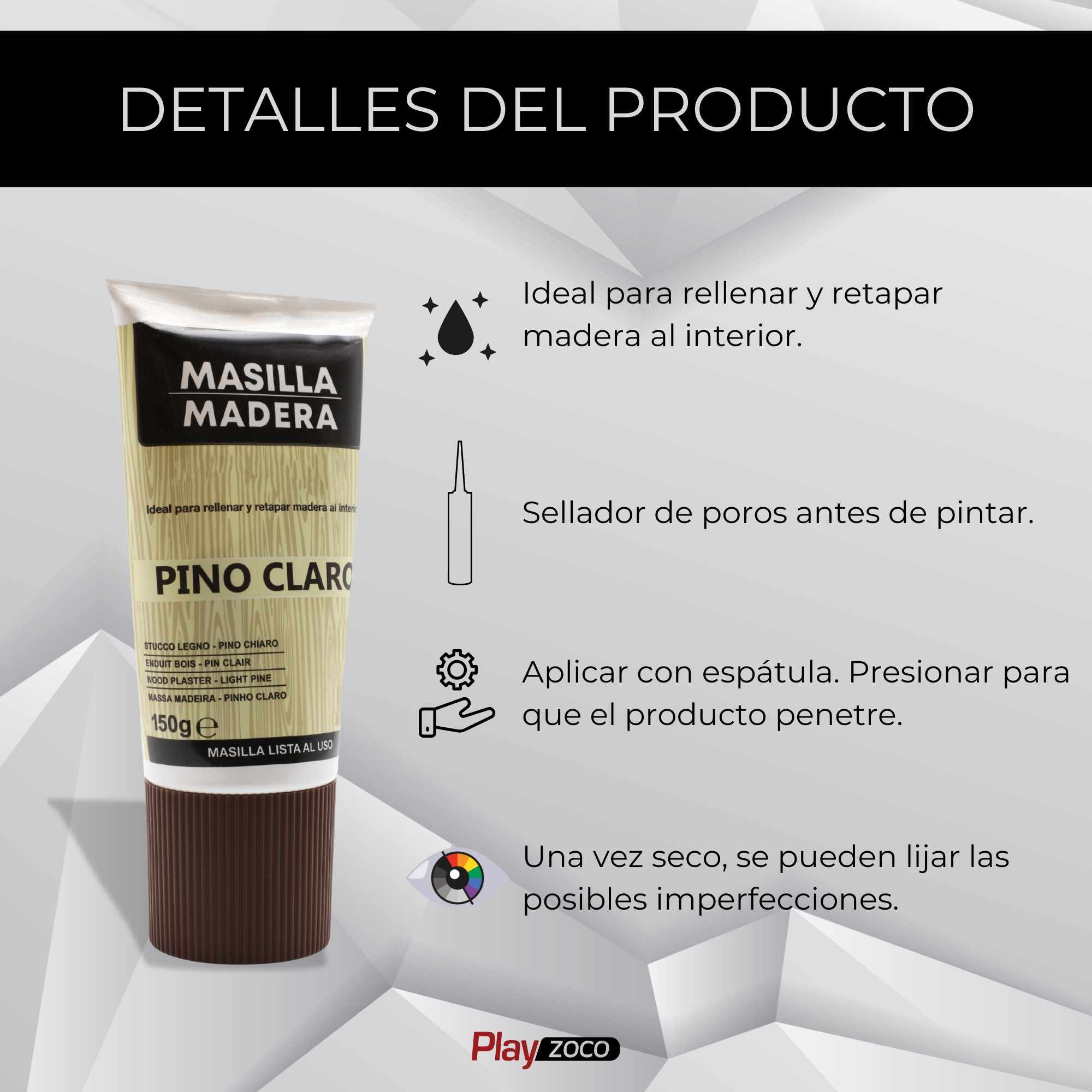 Masilla madera Pino Claro en tubo 150 gramos - imagen 3
