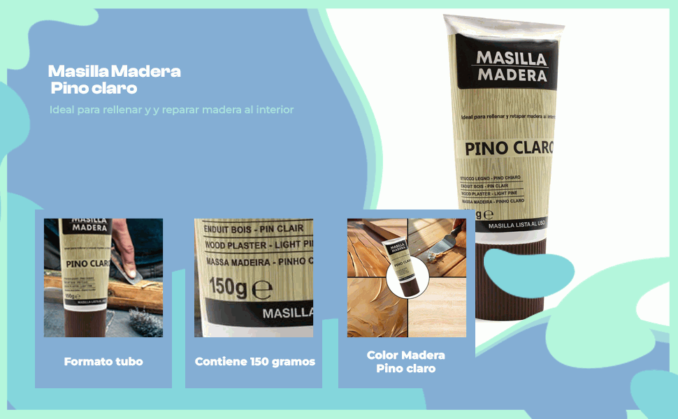 Banner - Masilla madera Pino Claro en tubo 150 gramos