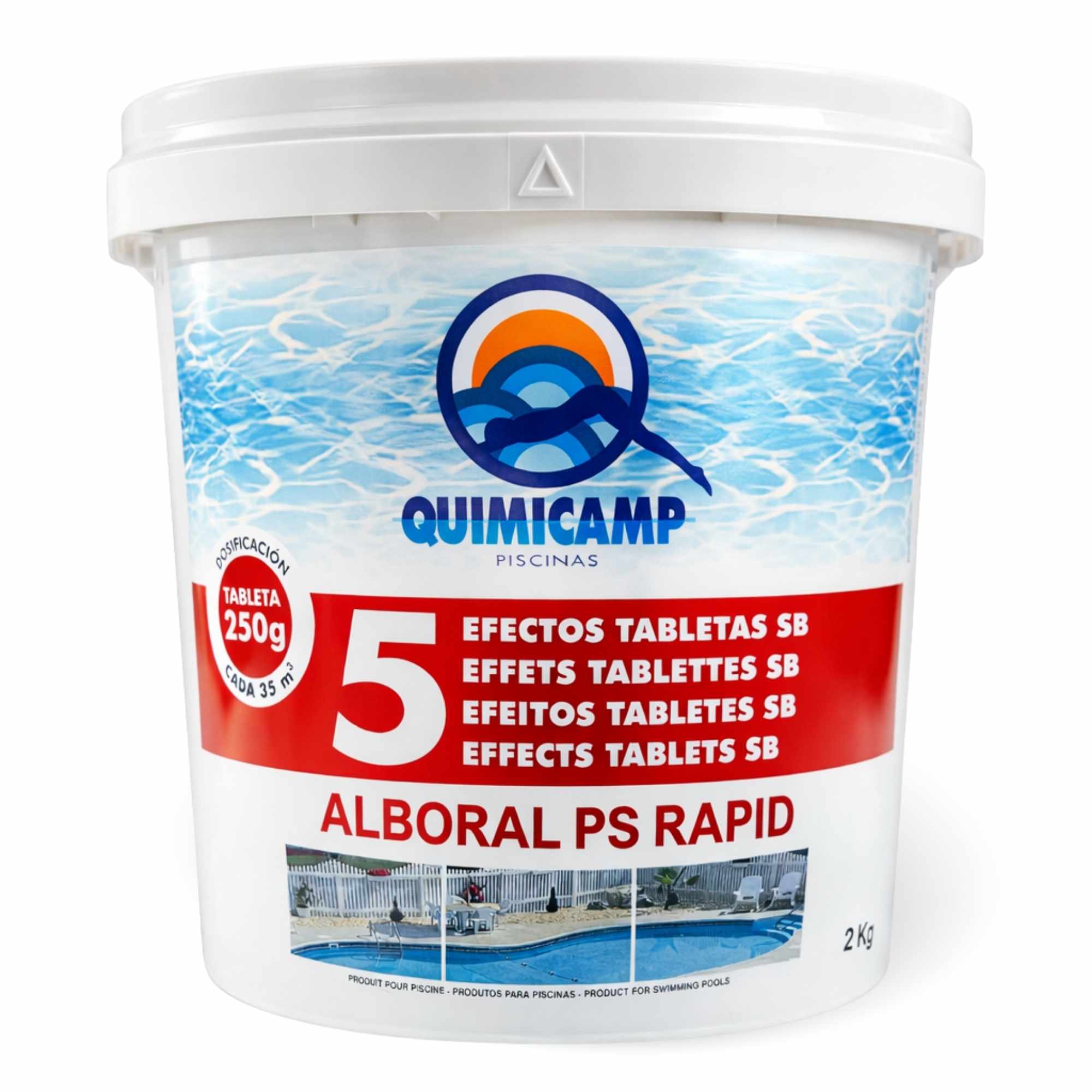 Cloro 5 Acciones en tabletas de 250 gr recuperador de agua 5 Kilos - imagen 1